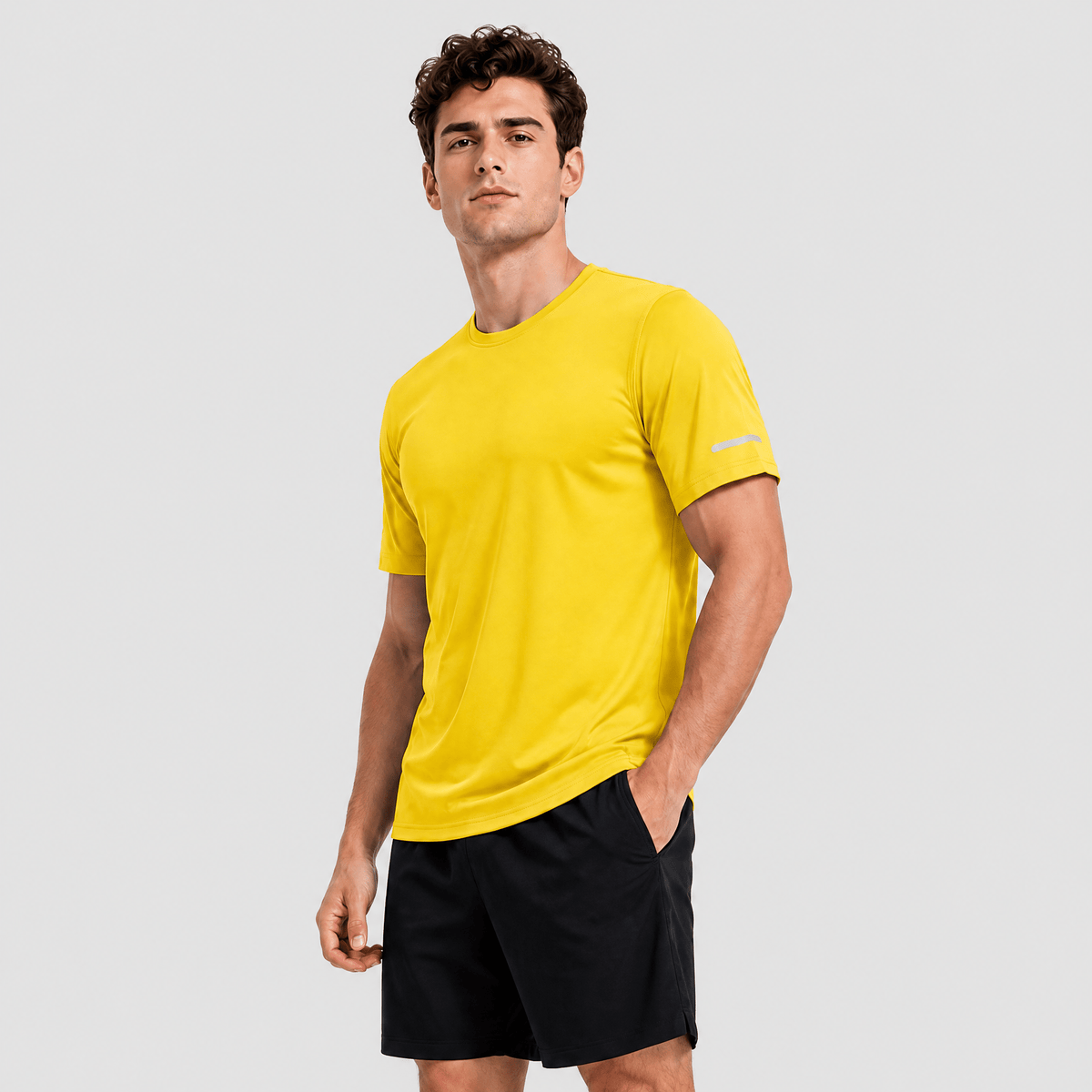 Yellow MAGCOMSEN Men's Dry Fit Sun Protection Stretch Training & Sports T-Shirts in #Color_Yellow