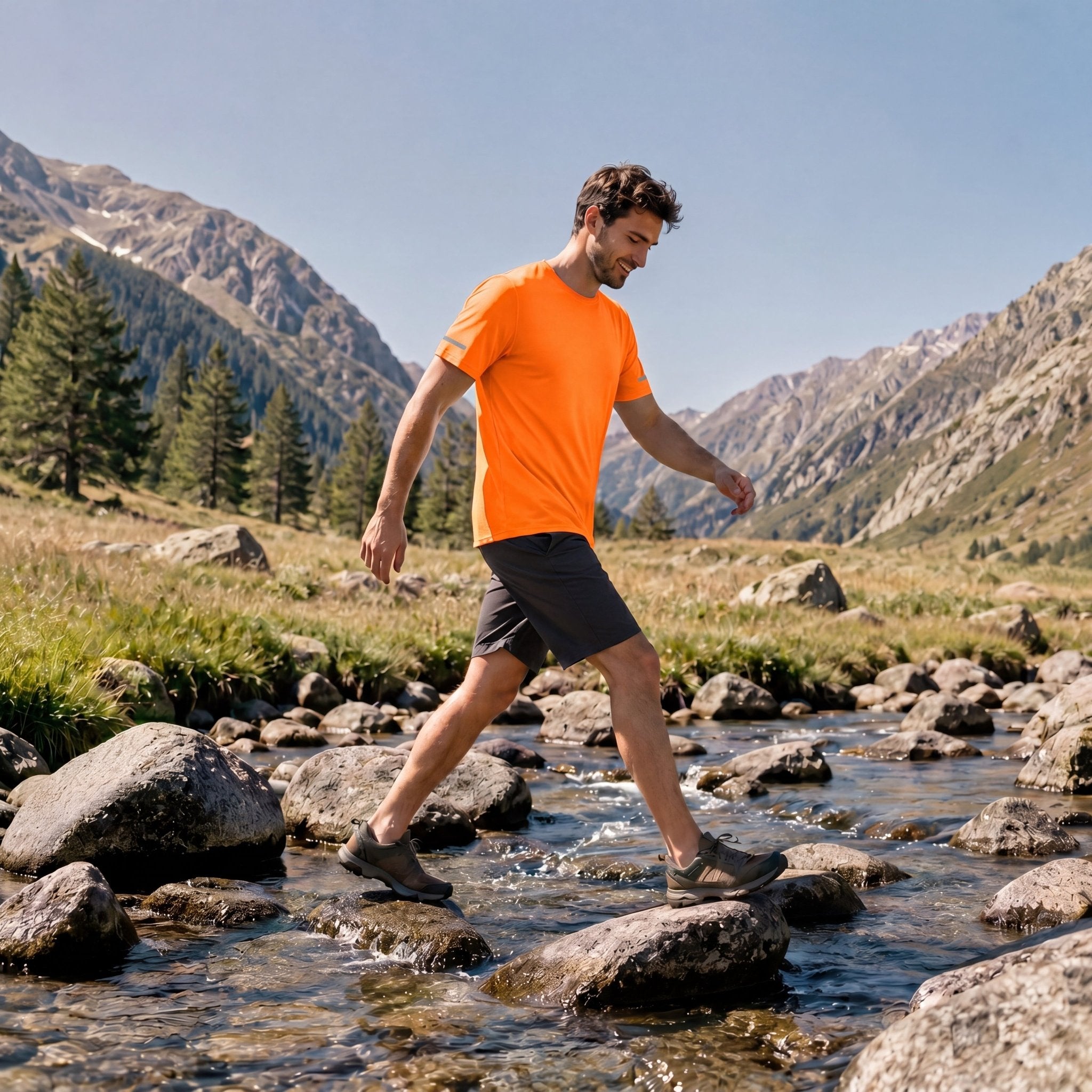 Men's Dry Fit Sun Protection Stretch Training & Sports T-Shirts Orange by MAGCOMSEN