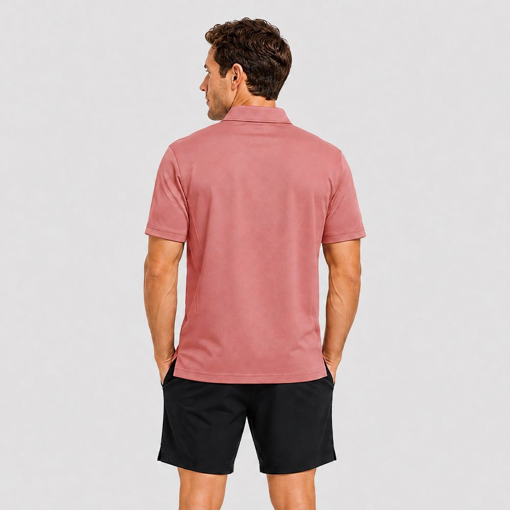 Grey Pink MAGCOMSEN Men's Golf Quick Dry Polo Shirt in #Color_Grey Pink