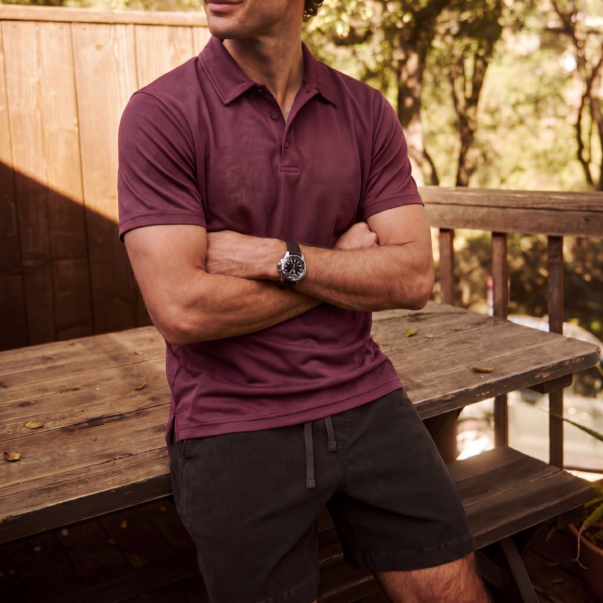 Men's Golf Quick Dry Polo Shirt Wine by MAGCOMSEN