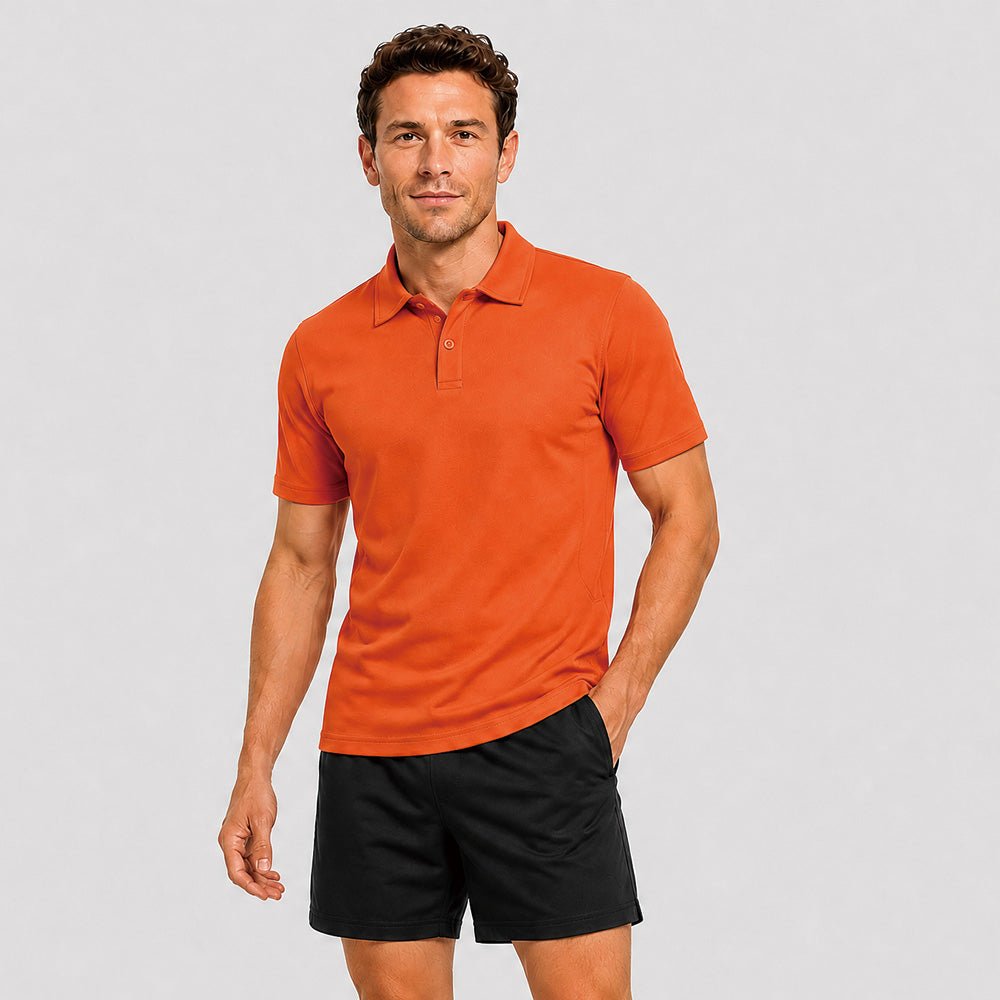 Orange MAGCOMSEN Men's Golf Quick Dry Polo Shirt in #Color_Orange
