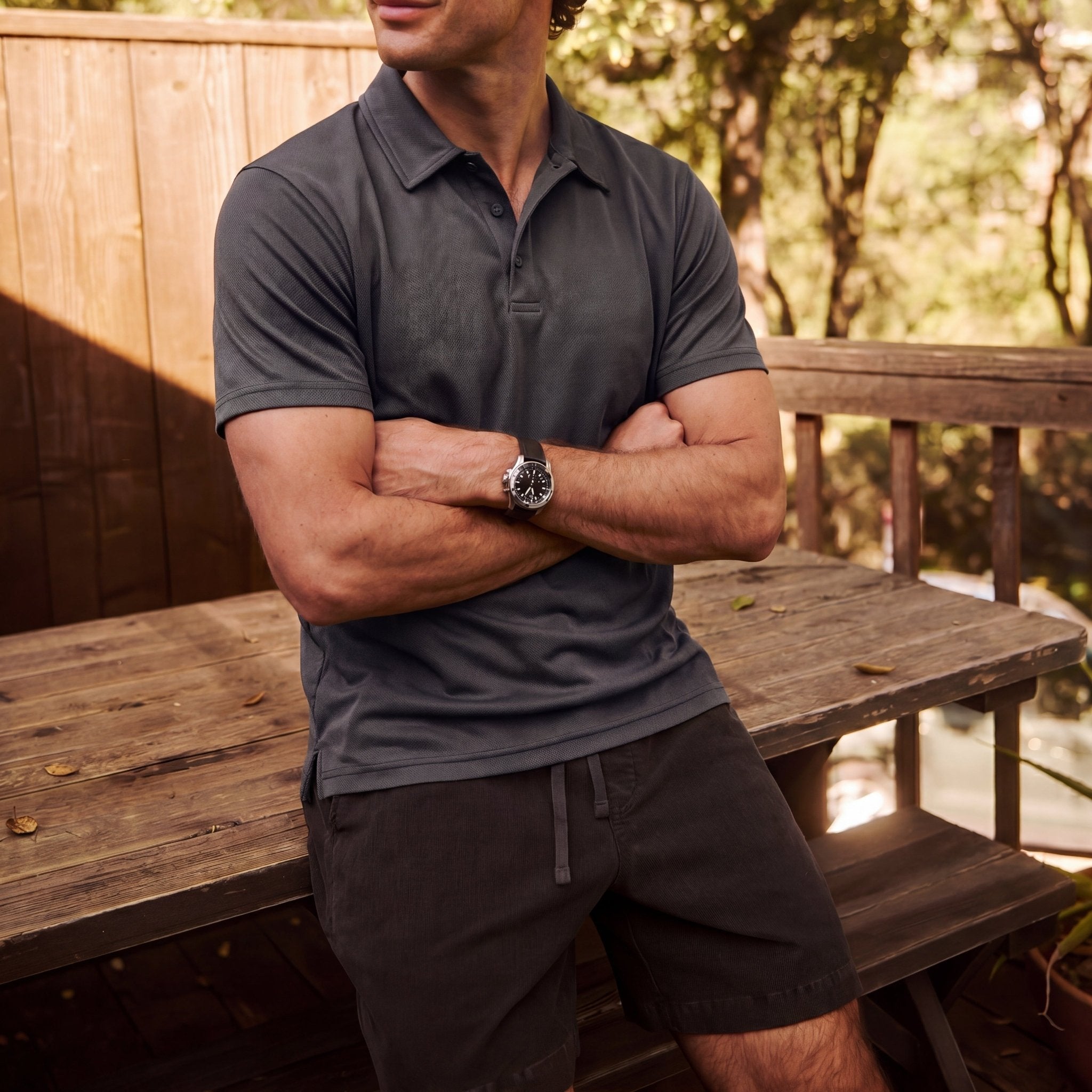MAGCOMSEN Men's Golf Quick Dry Polo Shirt Dark Grey by MAGCOMSEN #Color_Dark Grey