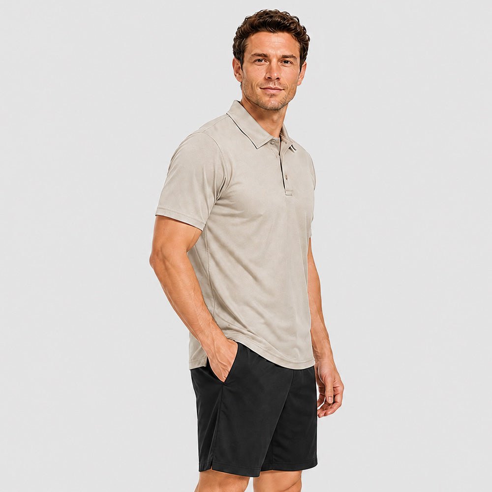 Khaki MAGCOMSEN Men's Golf Quick Dry Polo Shirt in #Color_Khaki