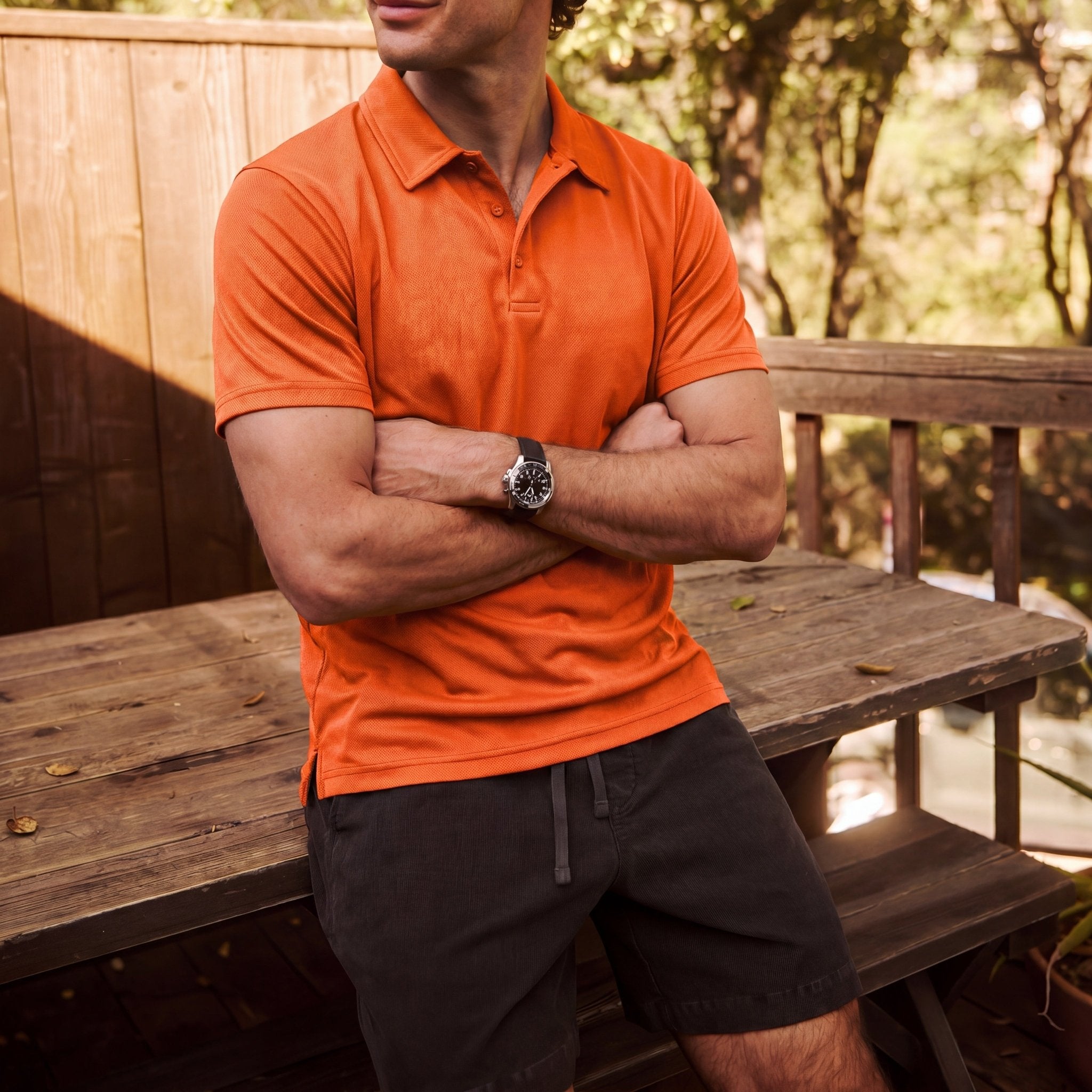 MAGCOMSEN Men's Golf Quick Dry Polo Shirt Orange by MAGCOMSEN #Color_Orange