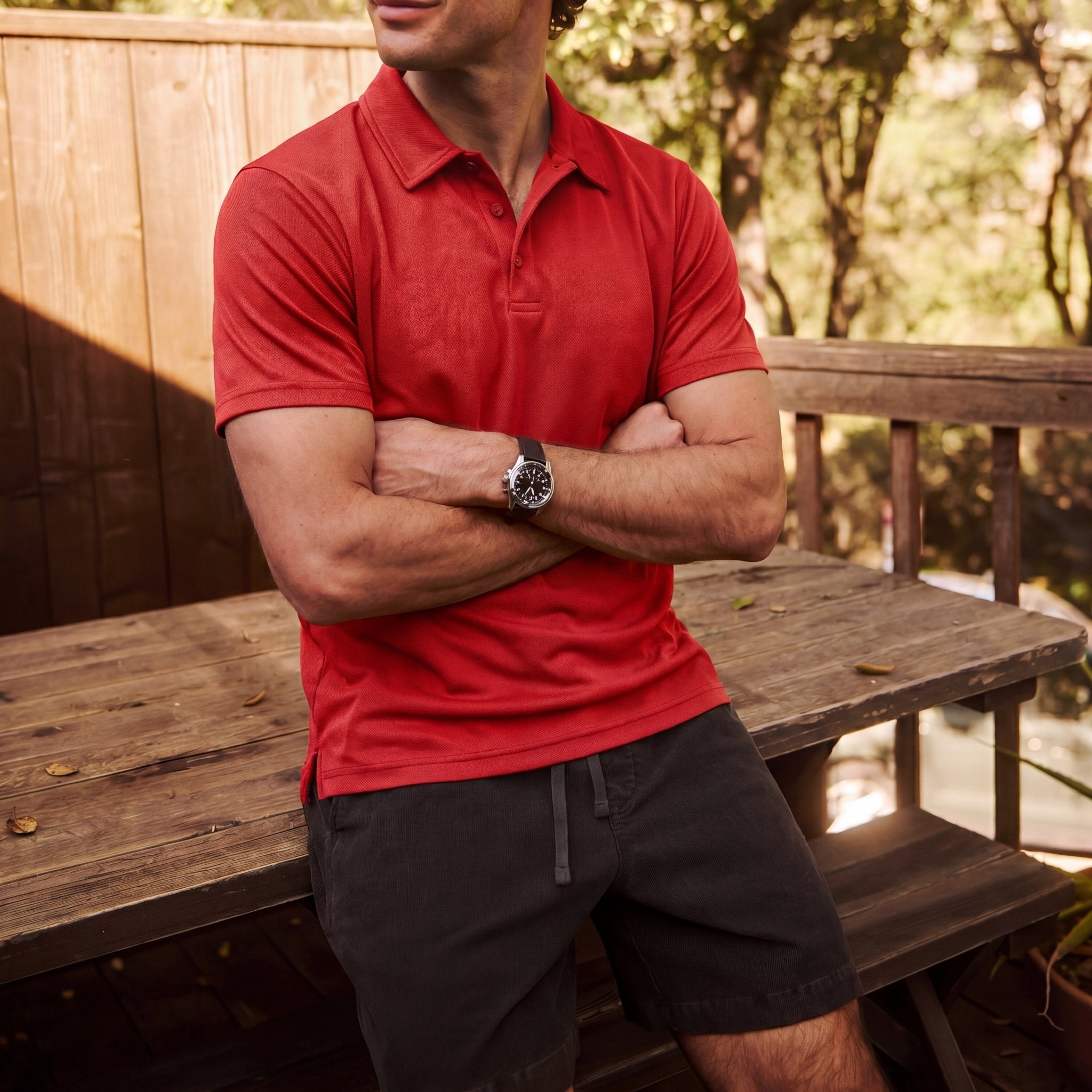 Men's Golf Quick Dry Polo Shirt Red by MAGCOMSEN
