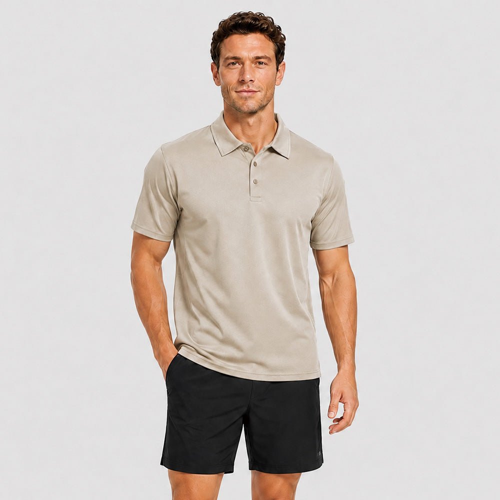 Khaki MAGCOMSEN Men's Golf Quick Dry Polo Shirt in #Color_Khaki