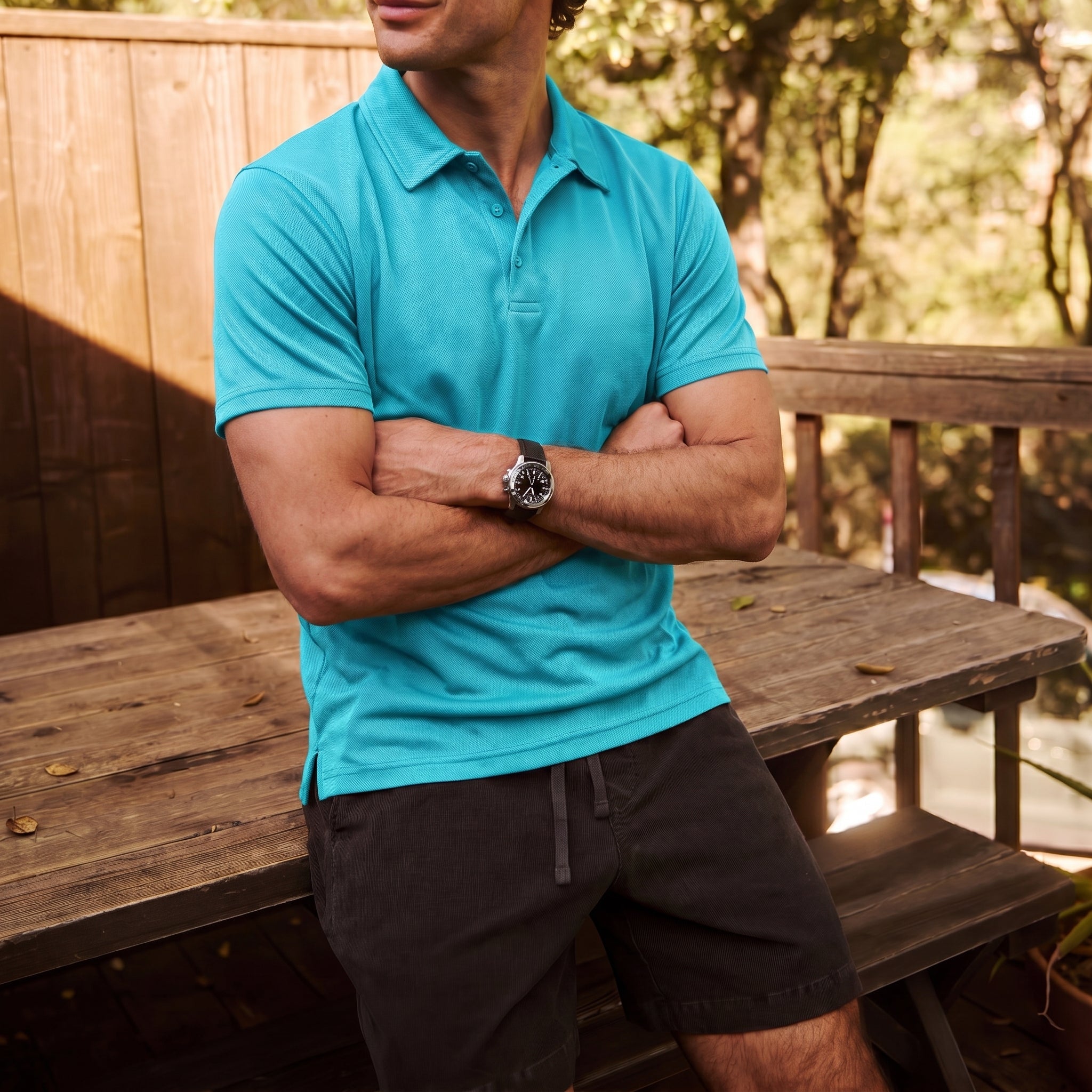 Men's Golf Quick Dry Polo Shirt Ice Blue by MAGCOMSEN