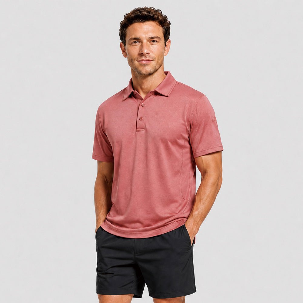 Grey Pink MAGCOMSEN Men's Golf Quick Dry Polo Shirt in #Color_Grey Pink