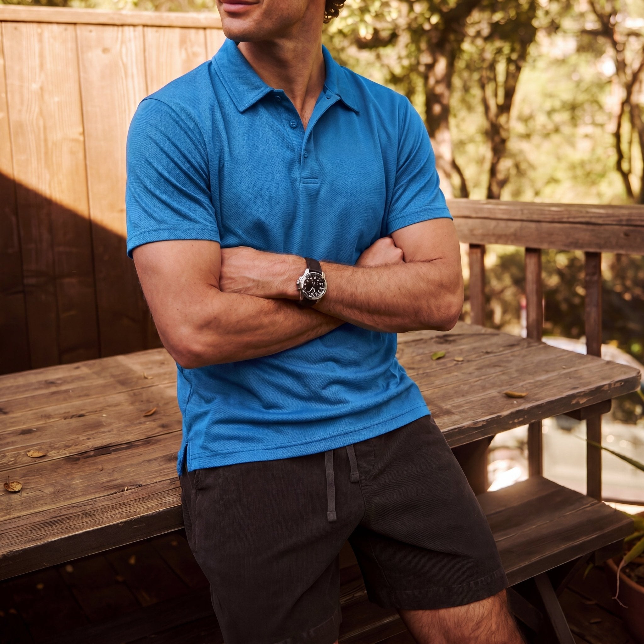 MAGCOMSEN Men's Golf Quick Dry Polo Shirt Azure by MAGCOMSEN #Color_Azure