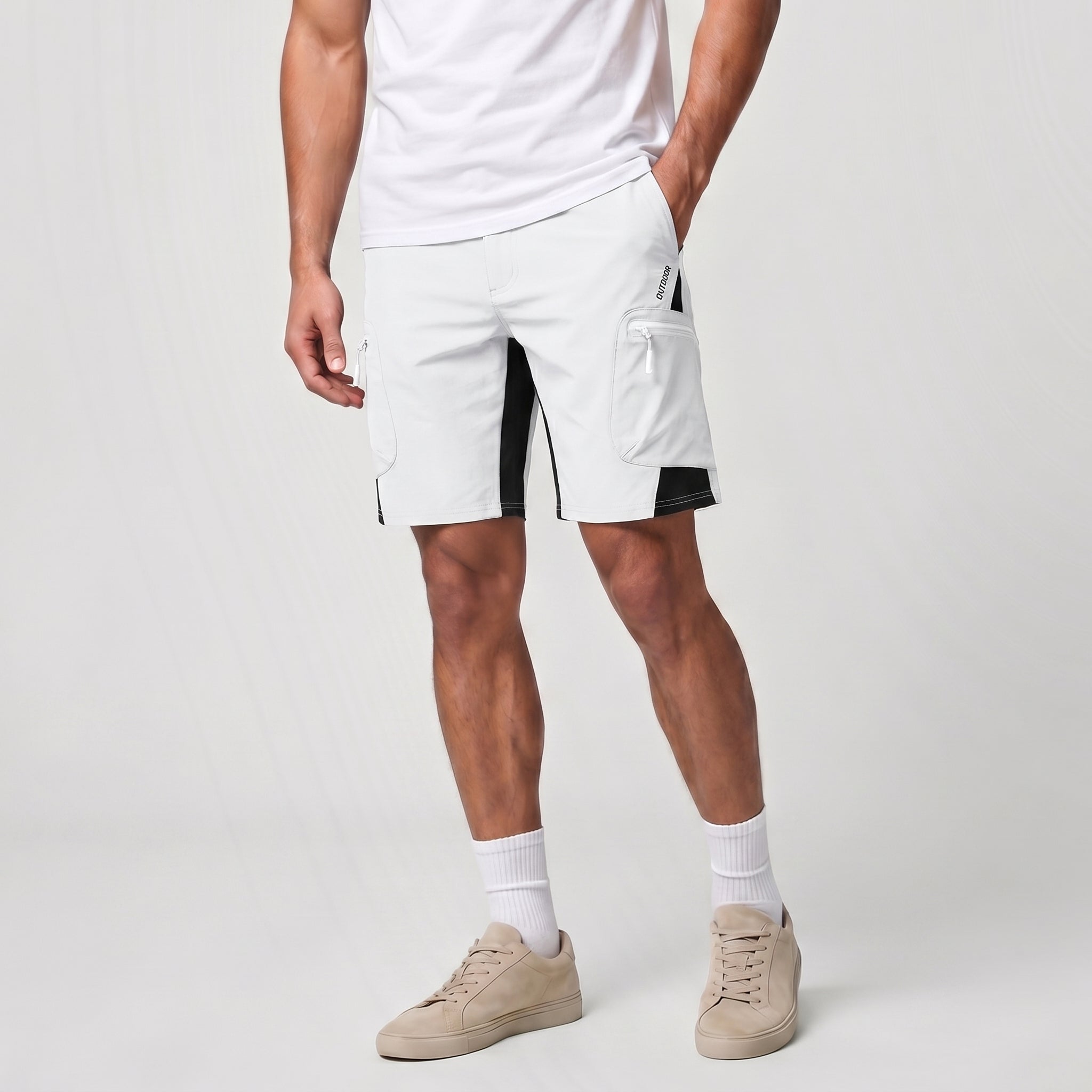Men's Hiking Cargo Shorts - Water Resistant Quick Dry Golf Shorts White by MAGCOMSEN