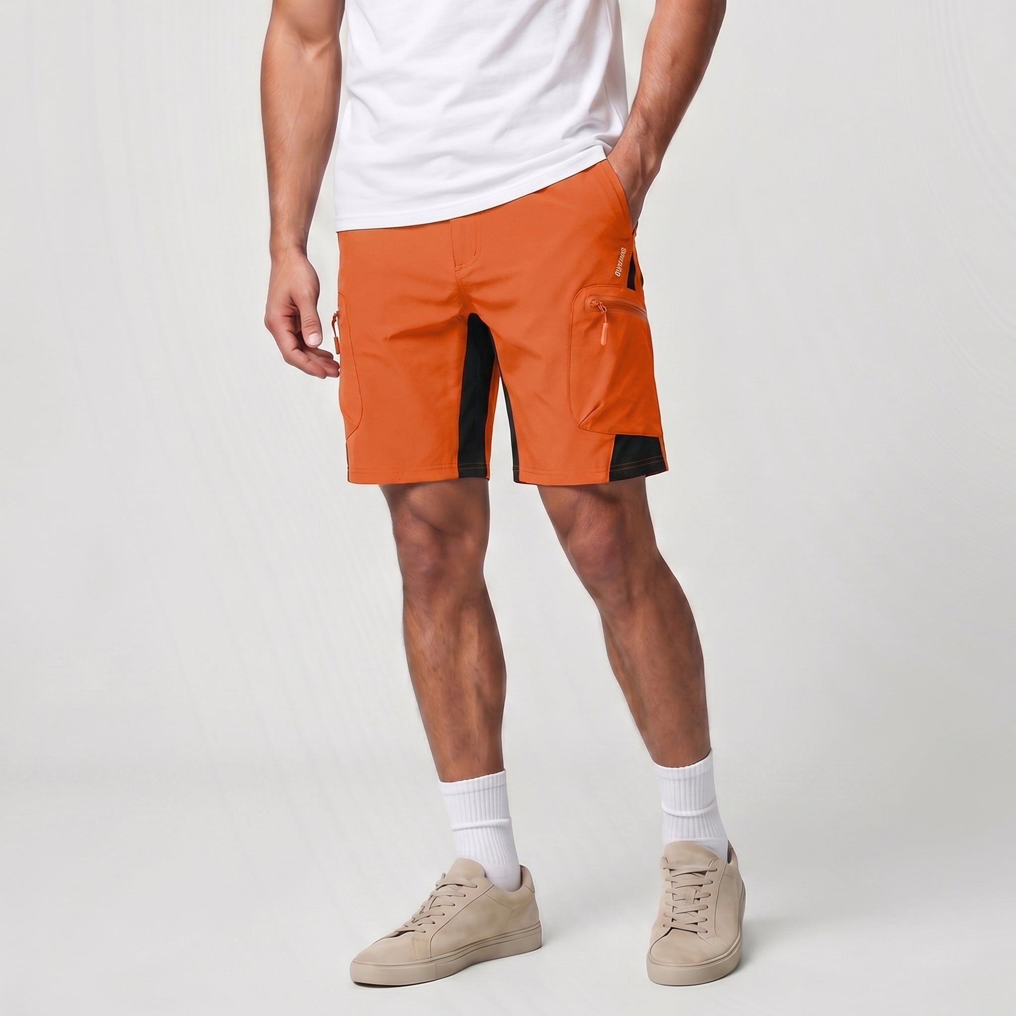 Men's Hiking Cargo Shorts - Water Resistant Quick Dry Golf Shorts Orange by MAGCOMSEN