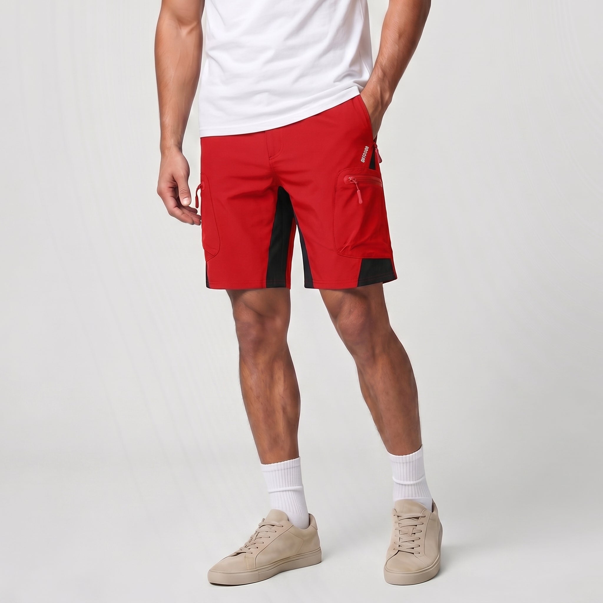 Men's Hiking Cargo Shorts - Water Resistant Quick Dry Golf Shorts Red by MAGCOMSEN