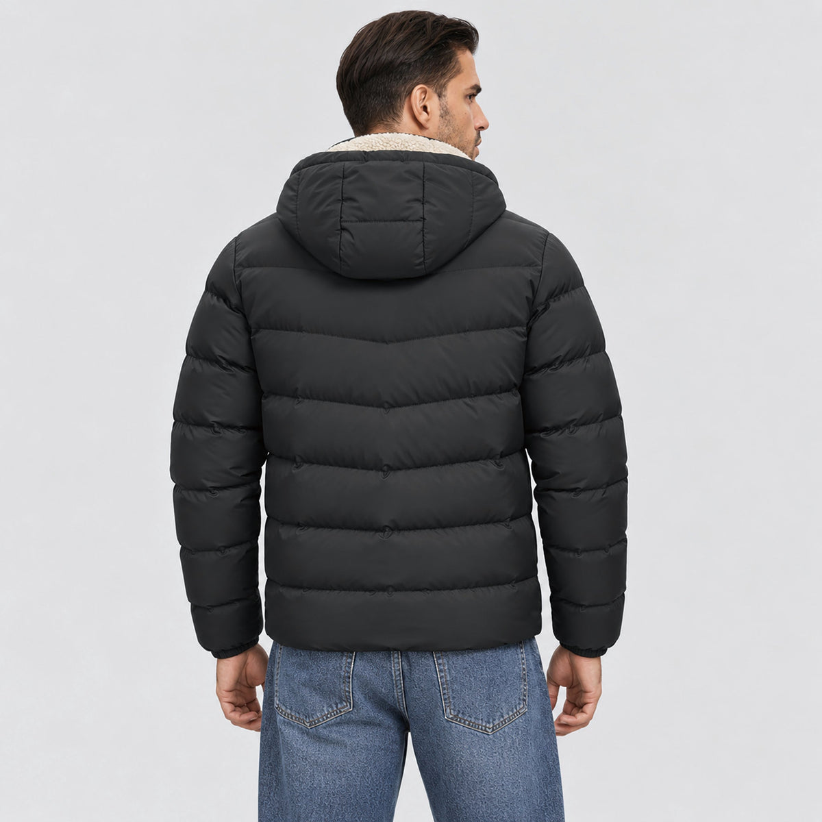 Black MAGCOMSEN Men's Lightweight Quilted Puffer Jacket with Hood in #Color_Black