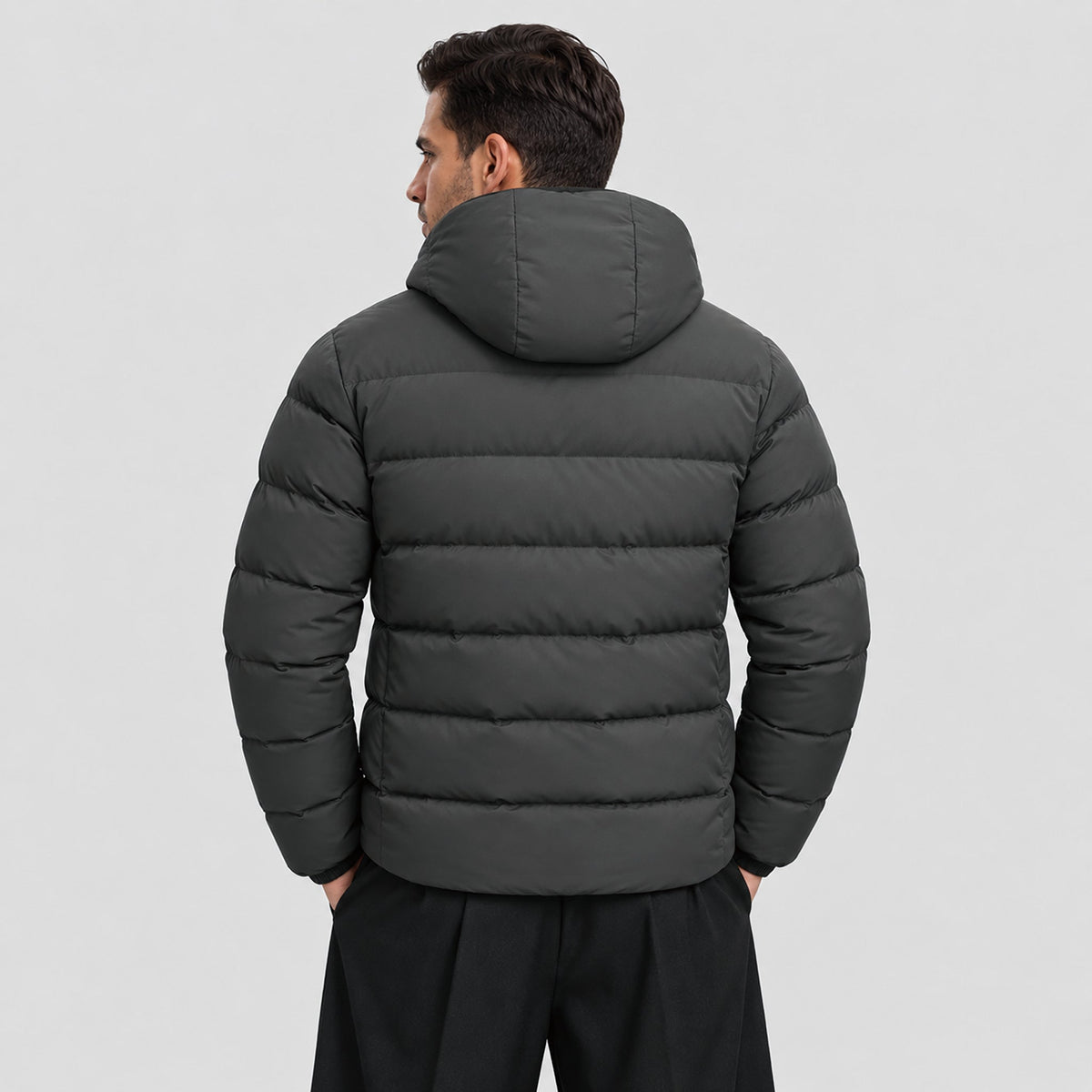 Dark Grey MAGCOMSEN Men's Lightweight Quilted Puffer Jacket with Hood in #Color_Dark Grey
