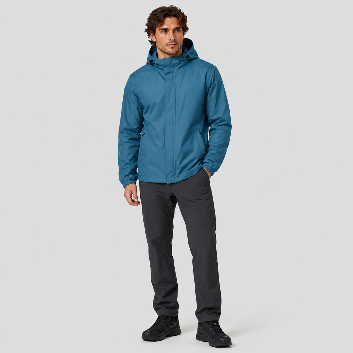 Men's Lightweight Waterproof Rain Jacket Breathable Hooded Windbreaker Shell Haze Blue by MAGCOMSEN