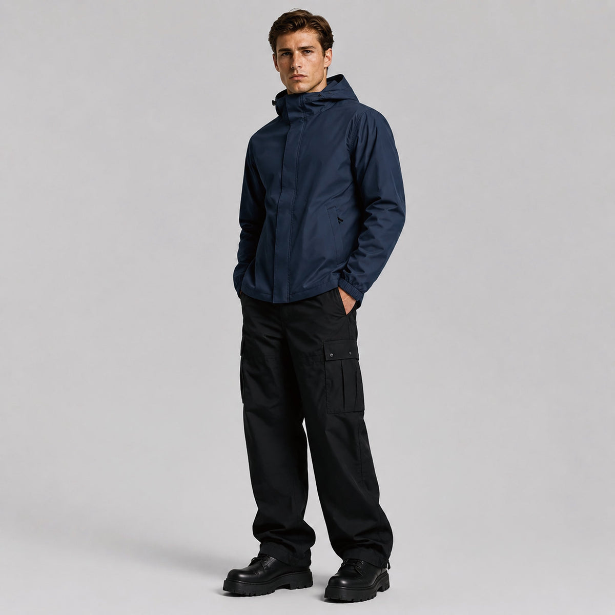 Men's Lightweight Waterproof Rain Jacket Breathable Hooded Windbreaker Shell Navy by MAGCOMSEN