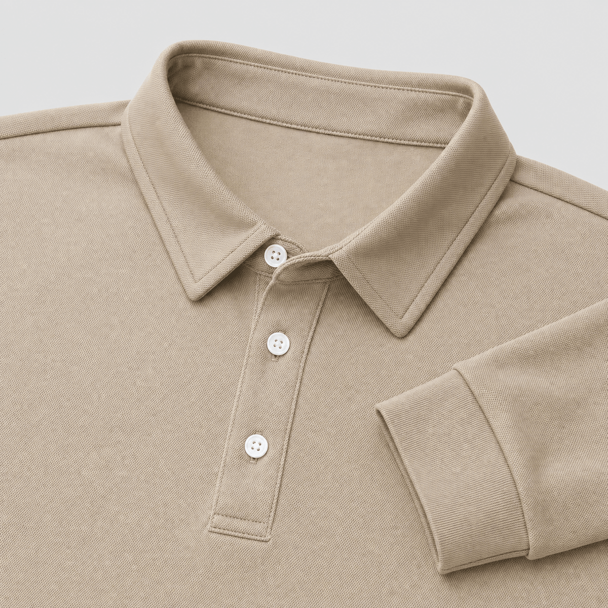 Men's Long Sleeve Quick-Dry Polo Shirt UPF Sun Protection Khaki by MAGCOMSEN