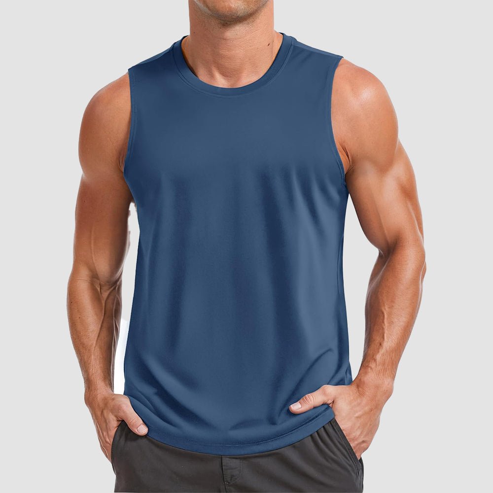 Men's Performance Muscle Tank - Quick-Dry, UV Shield for Training Blue Gray by MAGCOMSEN