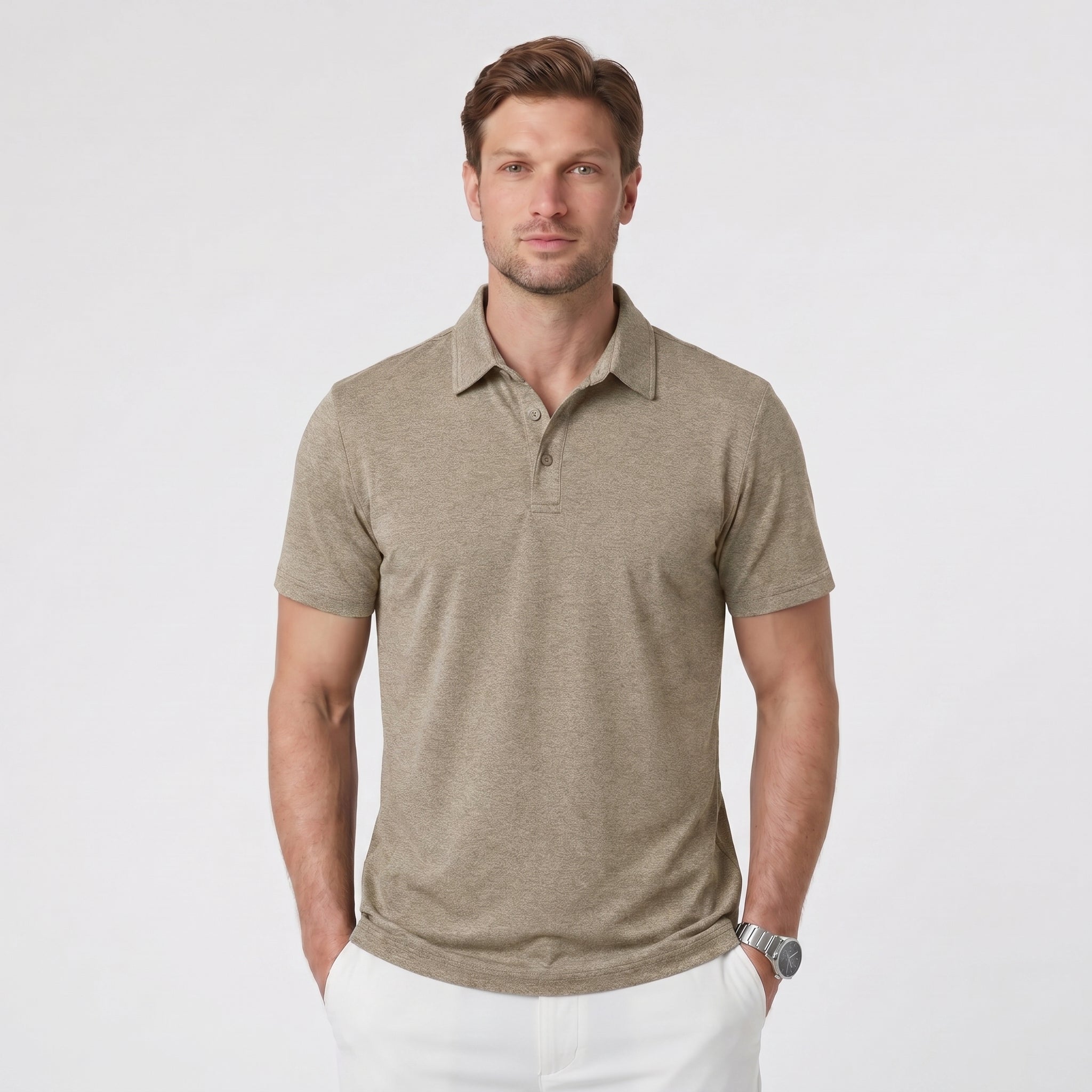 Men's Performance Polo Shirt - Lightweight Outdoor Polo Light Khaki by MAGCOMSEN