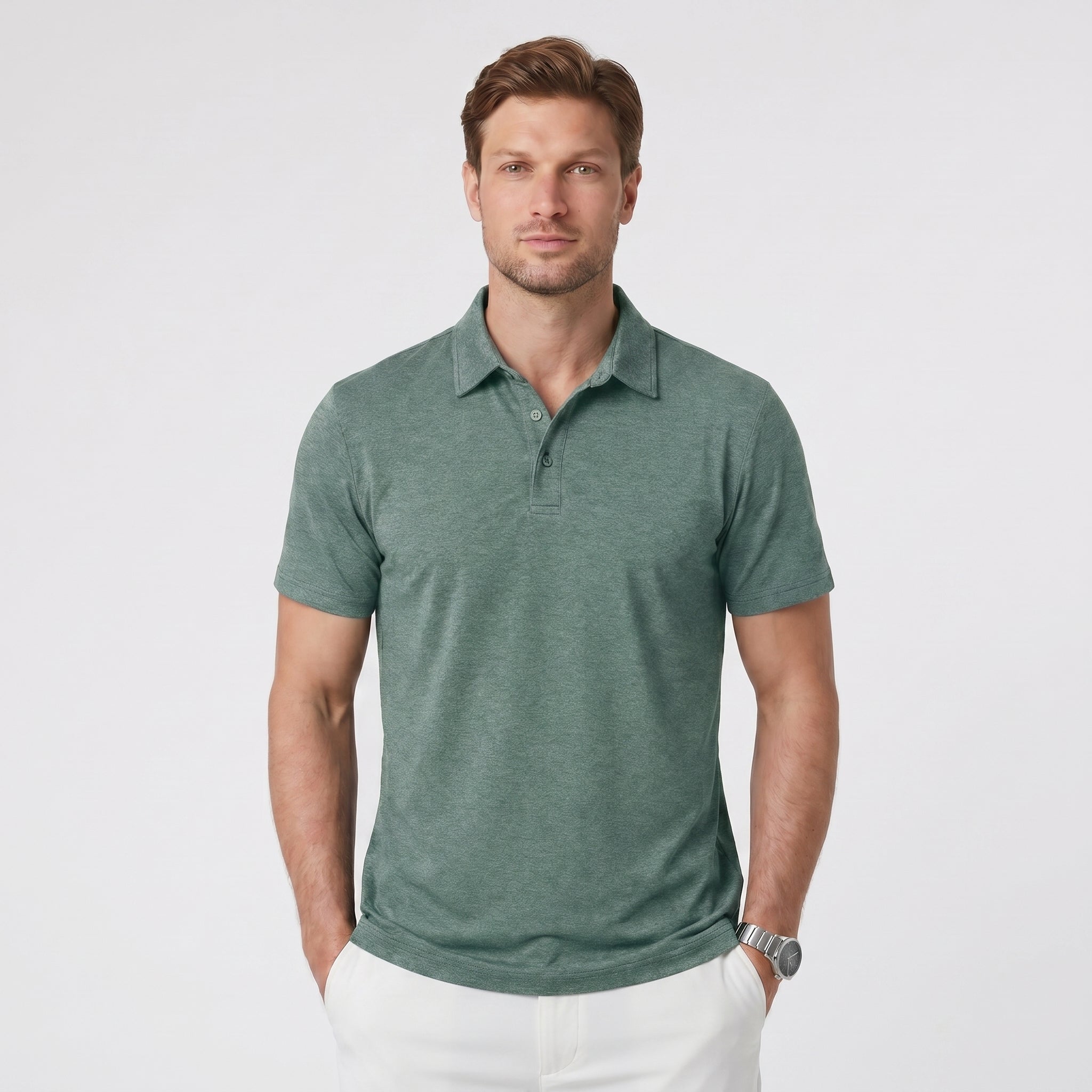 Men's Performance Polo Shirt - Lightweight Outdoor Polo Dark Green by MAGCOMSEN
