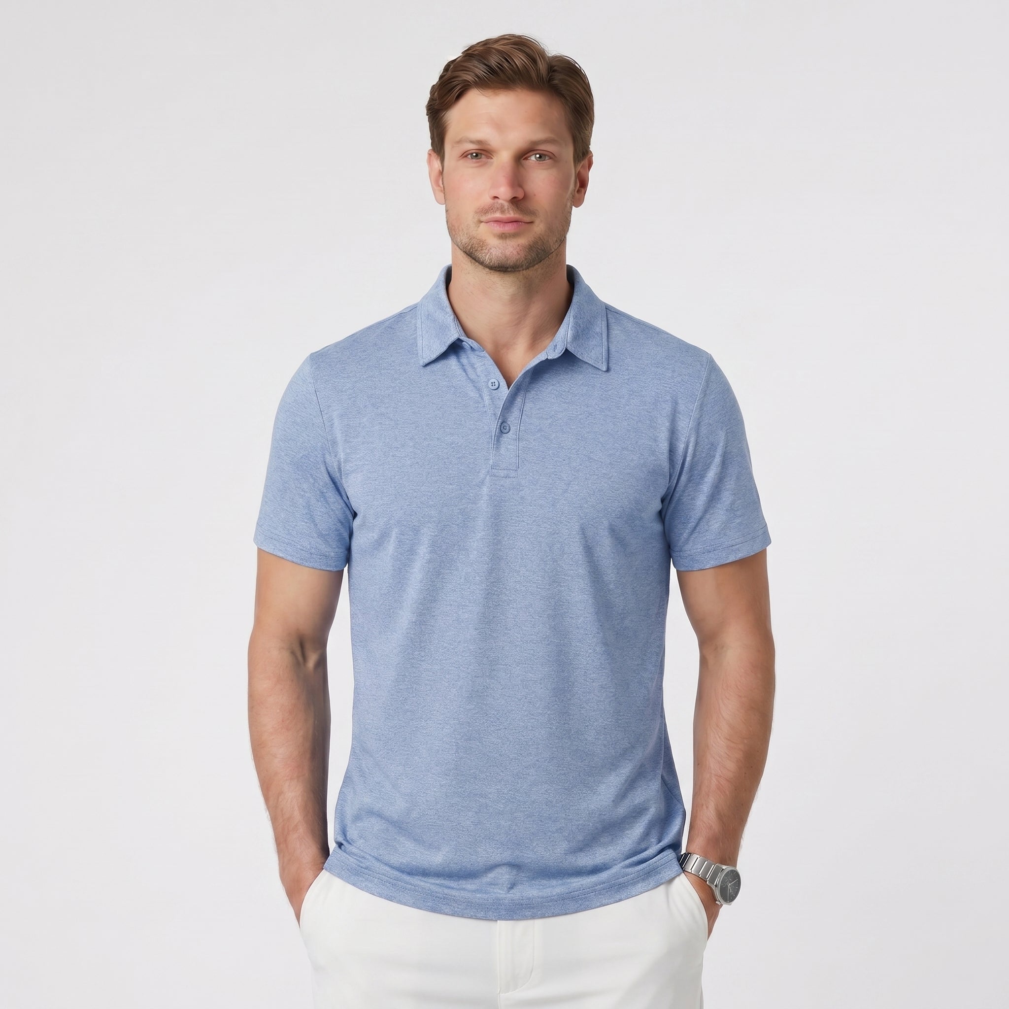 Men's Performance Polo Shirt - Lightweight Outdoor Polo Light Blue by MAGCOMSEN