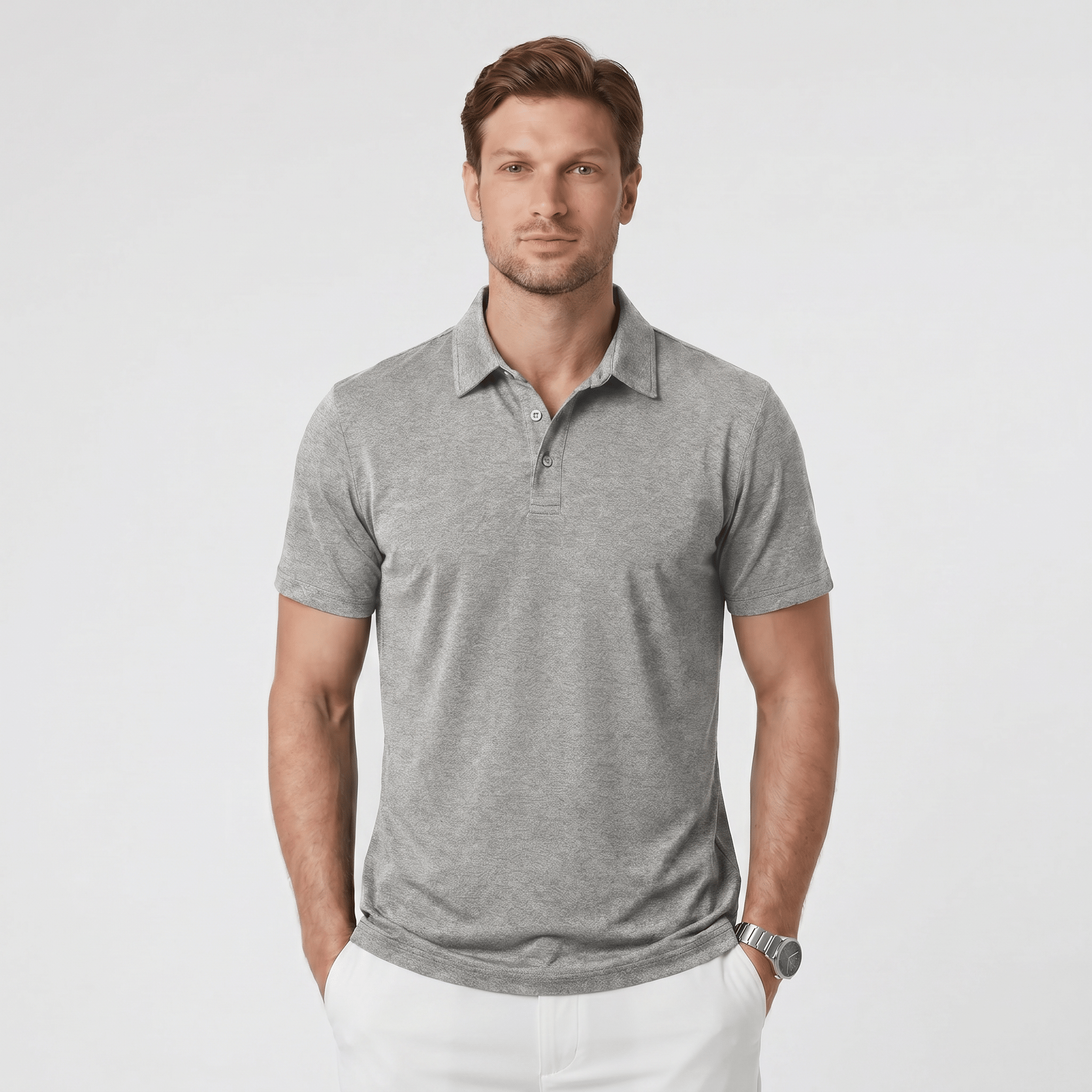 Men's Performance Polo Shirt - Lightweight Outdoor Polo Medium Grey by MAGCOMSEN
