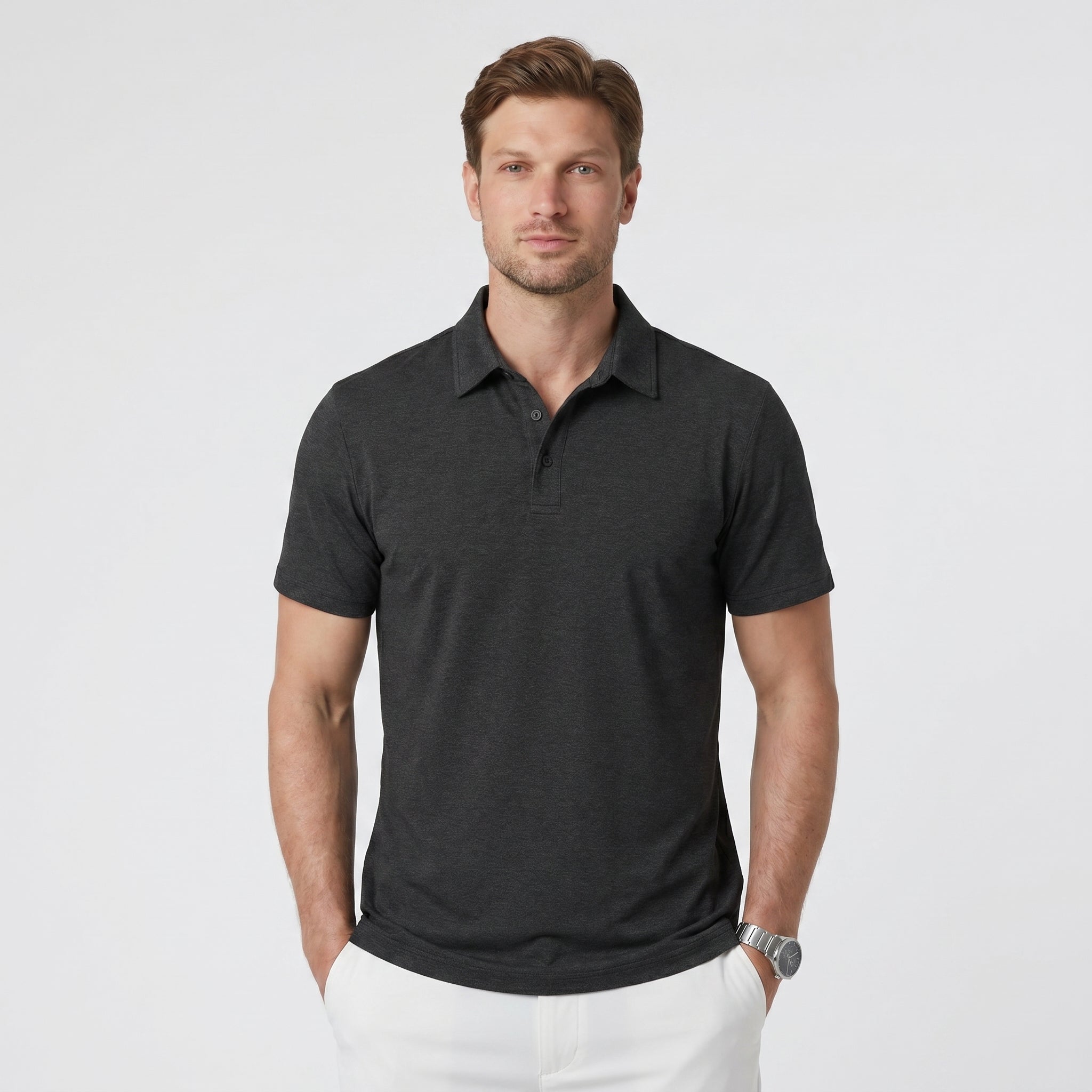 Men's Performance Polo Shirt - Lightweight Outdoor Polo Black by MAGCOMSEN