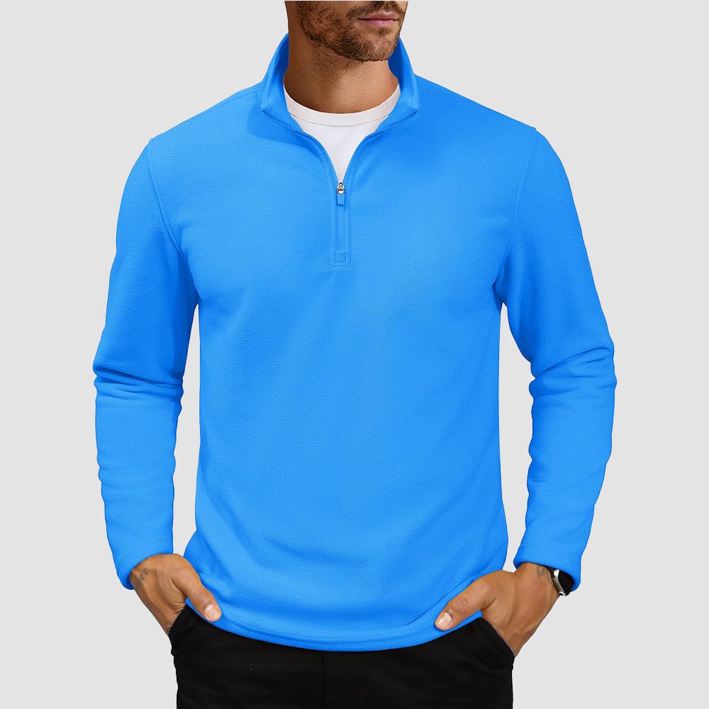 Men's Polar Fleece Pullover Quarter Zip Winter Sweatshirt Azure by MAGCOMSEN