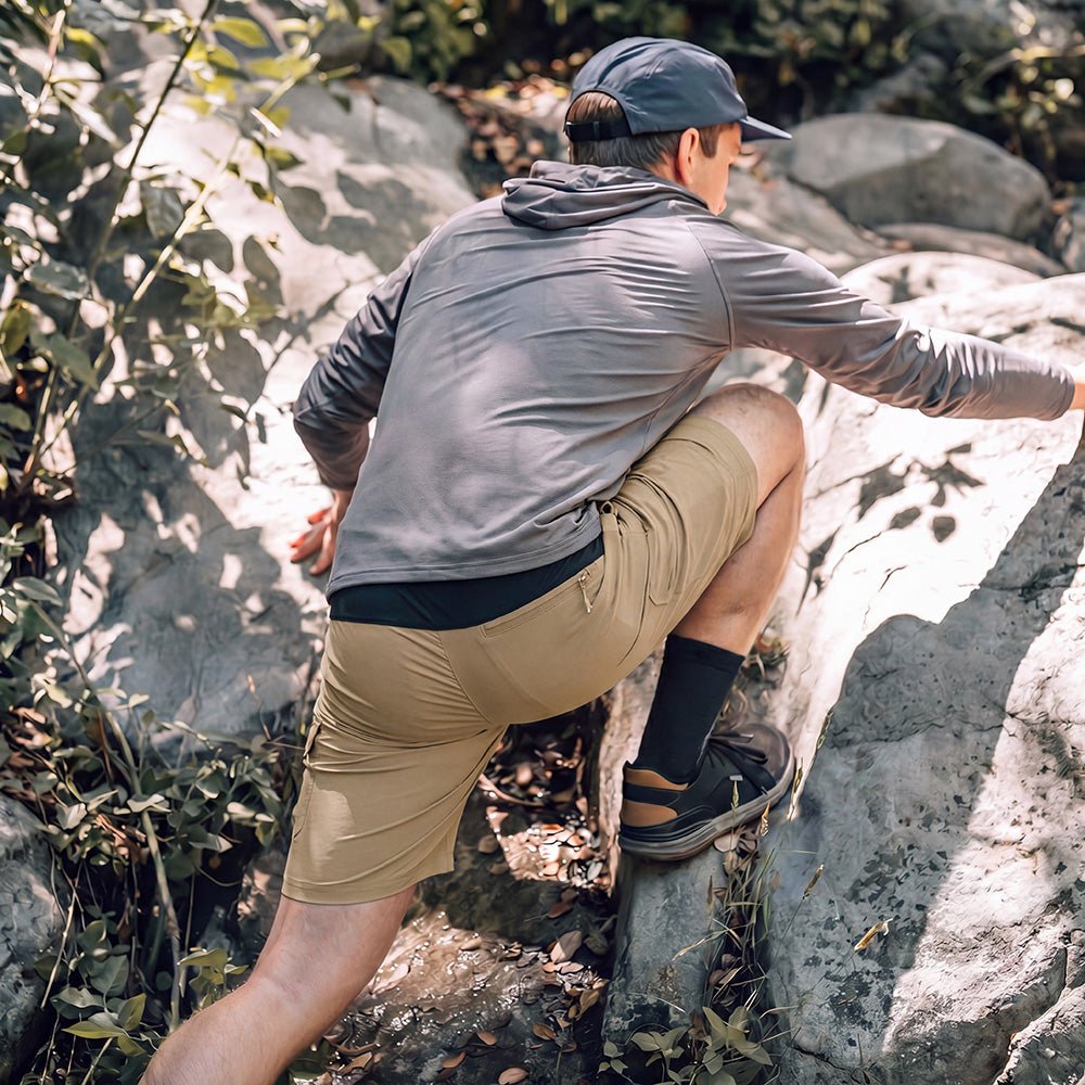 Khaki Men's Quick Dry Cargo Shorts - MAGCOMSEN #Color_Khaki