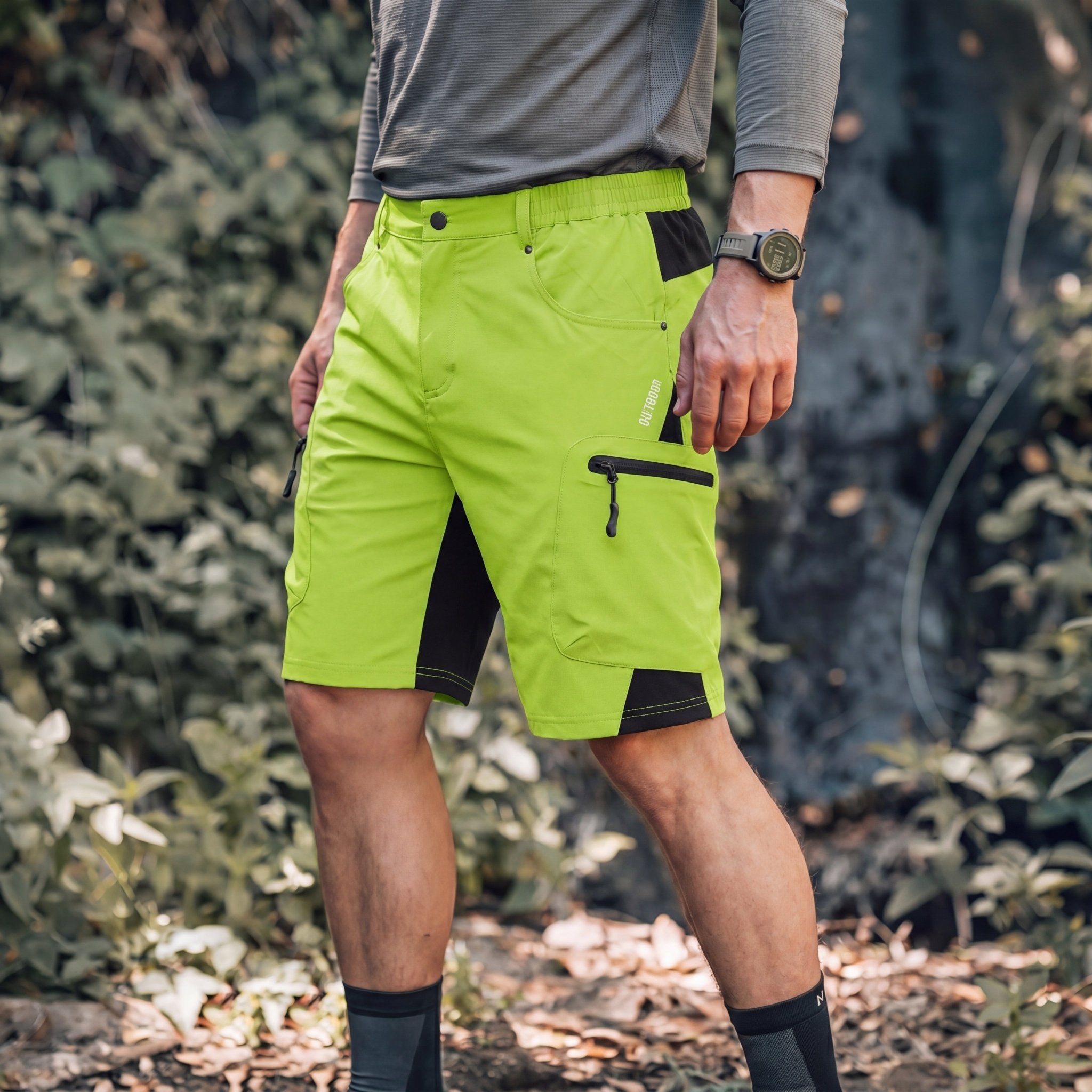 Yellow Green Men's Quick Dry Cargo Shorts - MAGCOMSEN #Color_Yellow Green