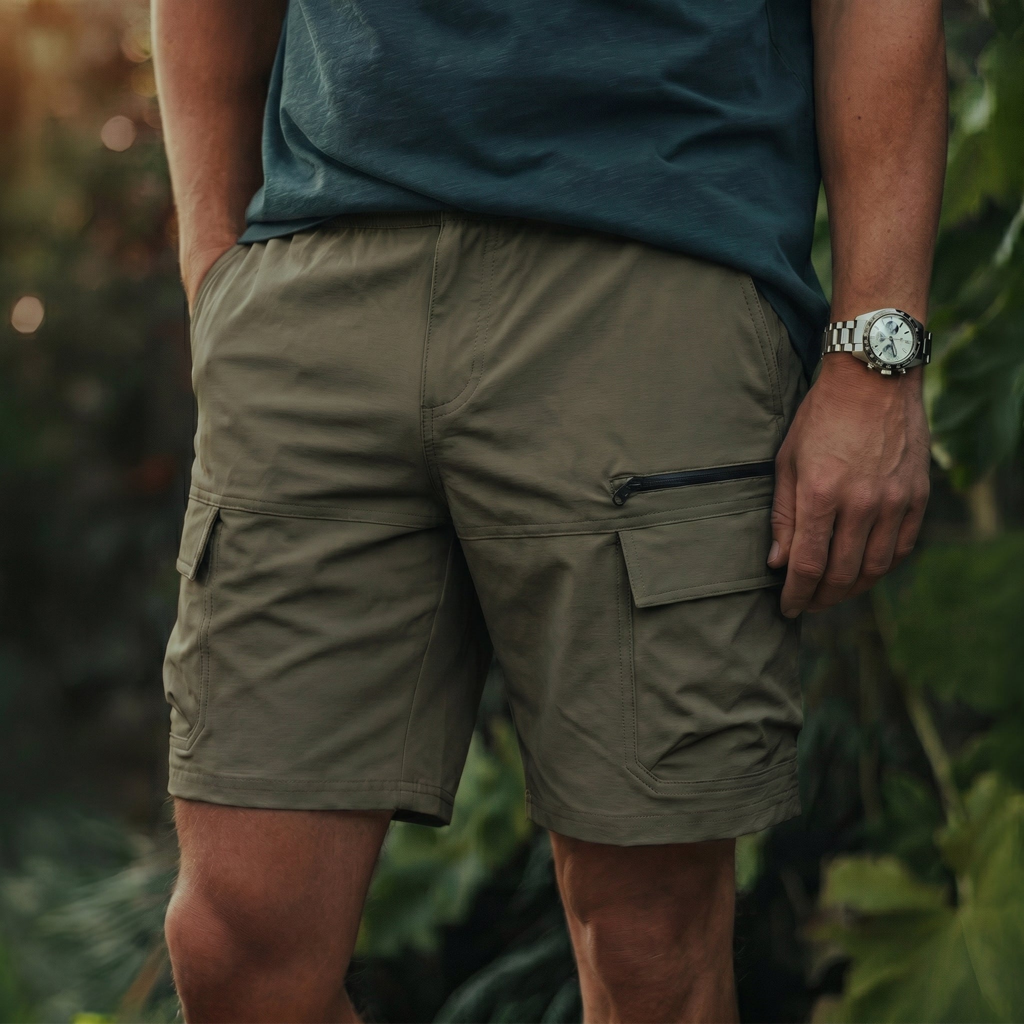 Men's Quick Dry Cargo Shorts Green by MAGCOMSEN