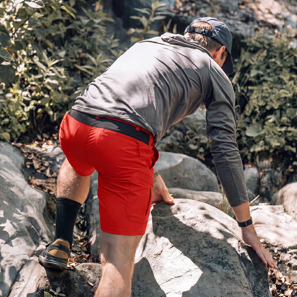 Red Men's Quick Dry Cargo Shorts - MAGCOMSEN #Color_Red