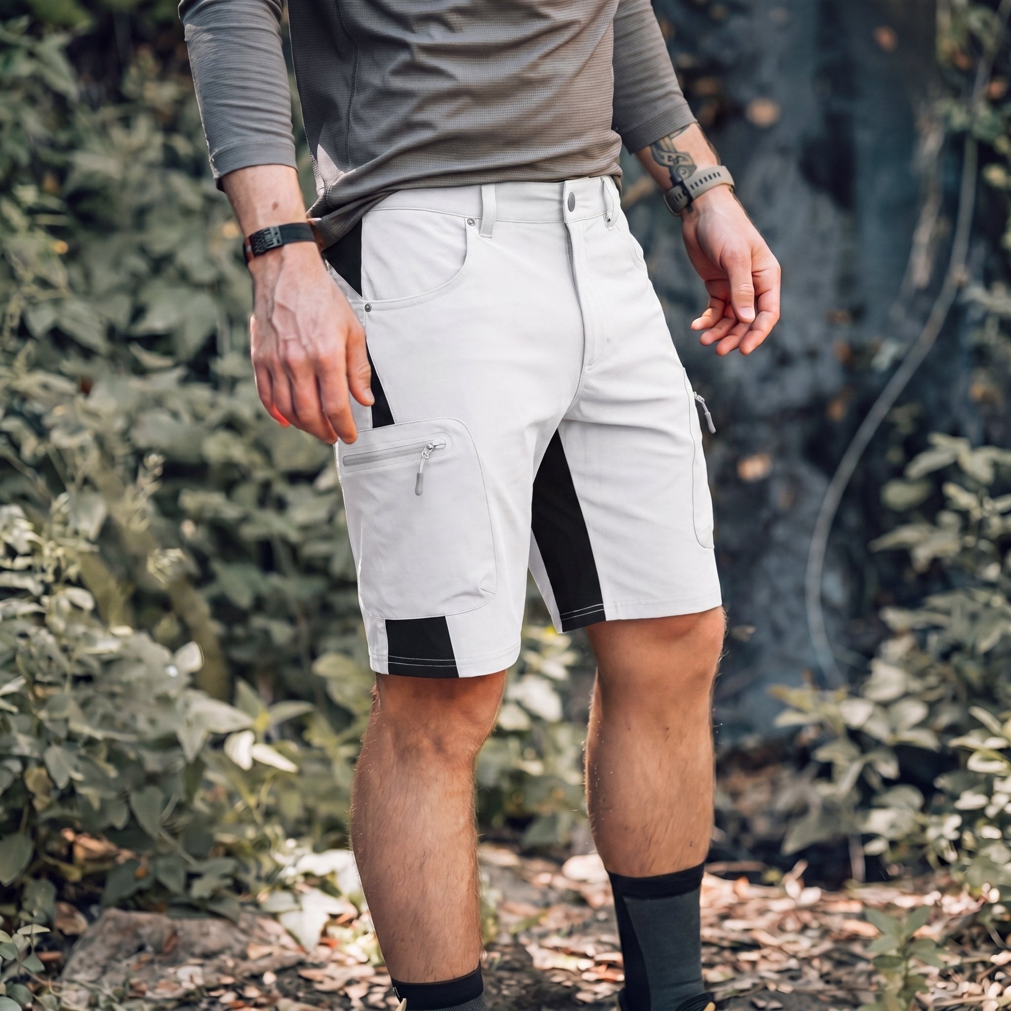 White Men's Quick Dry Cargo Shorts - MAGCOMSEN #Color_White