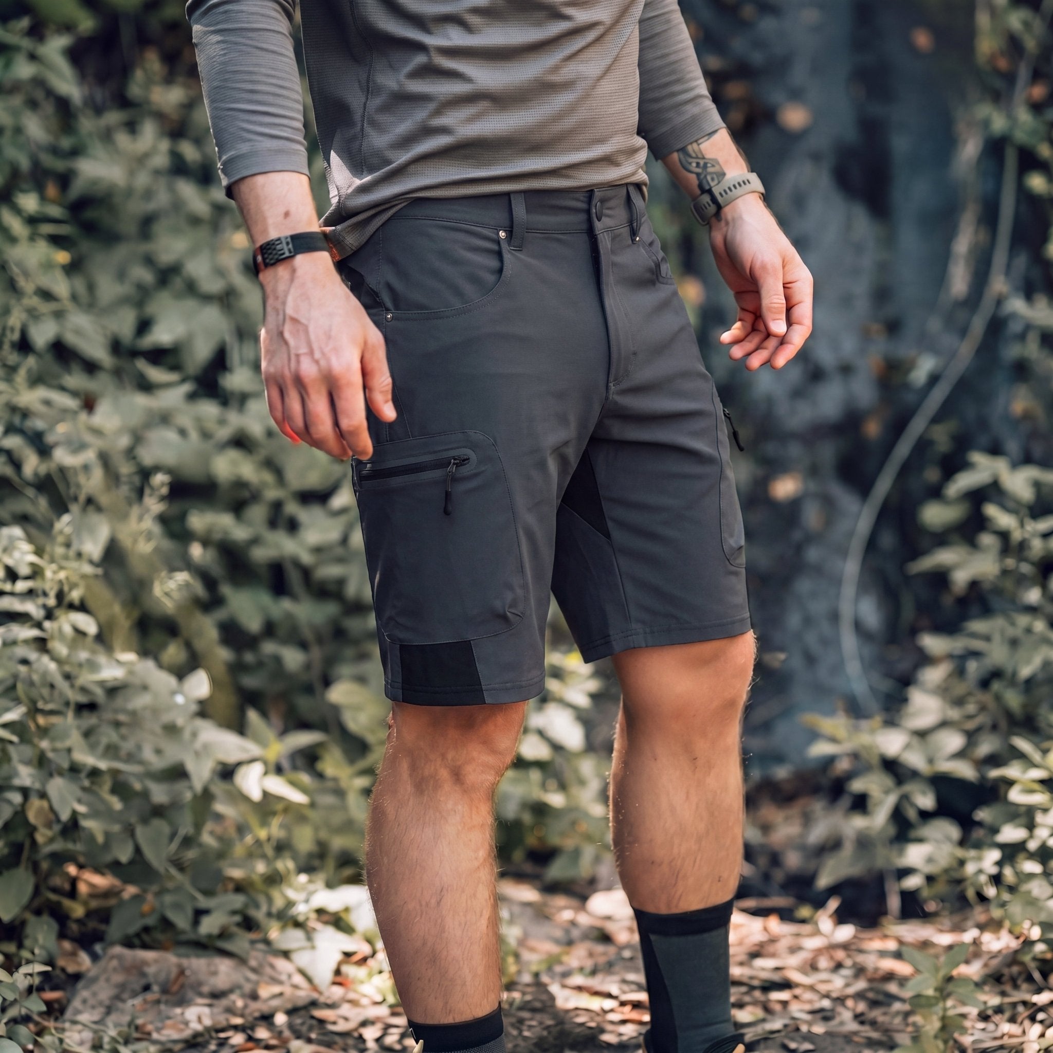 Dark Grey Men's Quick Dry Cargo Shorts - MAGCOMSEN #Color_Dark Grey