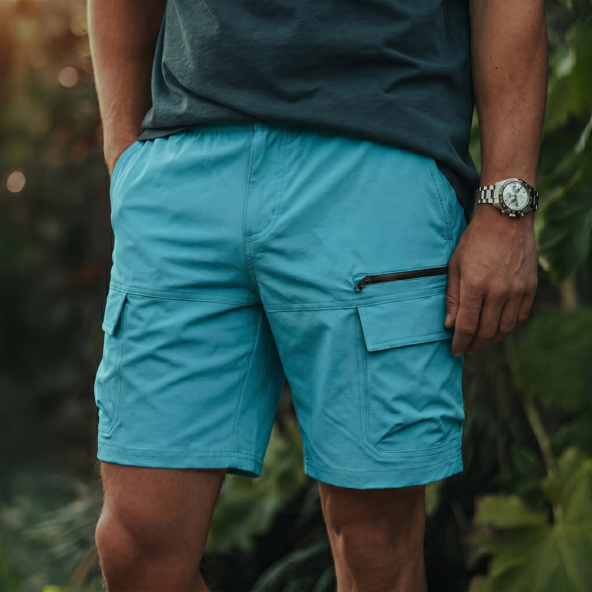 Men's Quick Dry Cargo Shorts Ice Blue by MAGCOMSEN