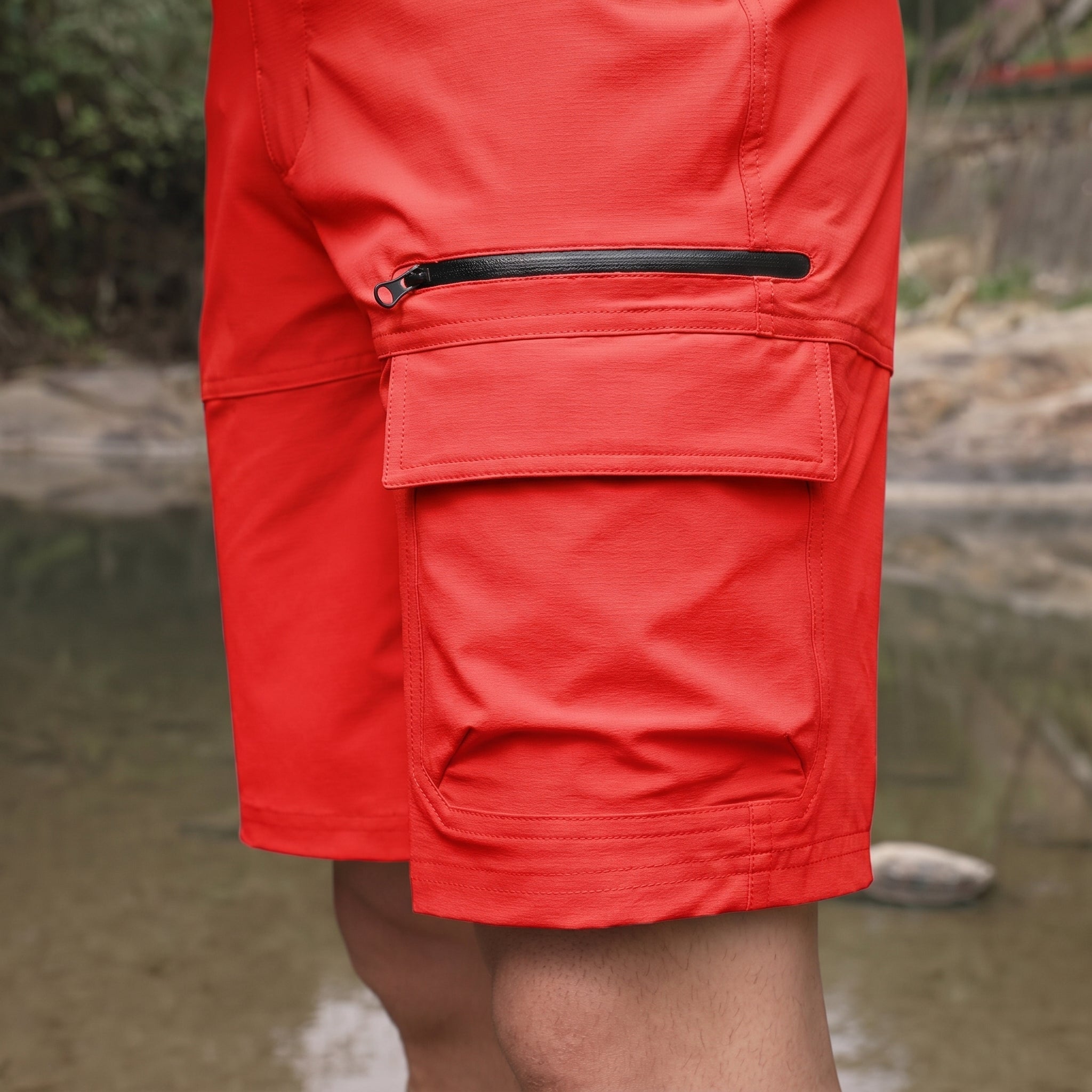 Men's Quick Dry Cargo Shorts Red by MAGCOMSEN