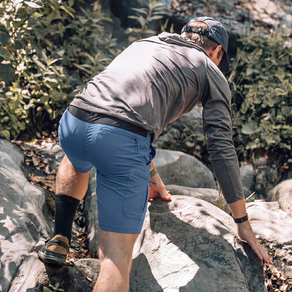 Blue Grey Men's Quick Dry Cargo Shorts - MAGCOMSEN #Color_Blue Grey