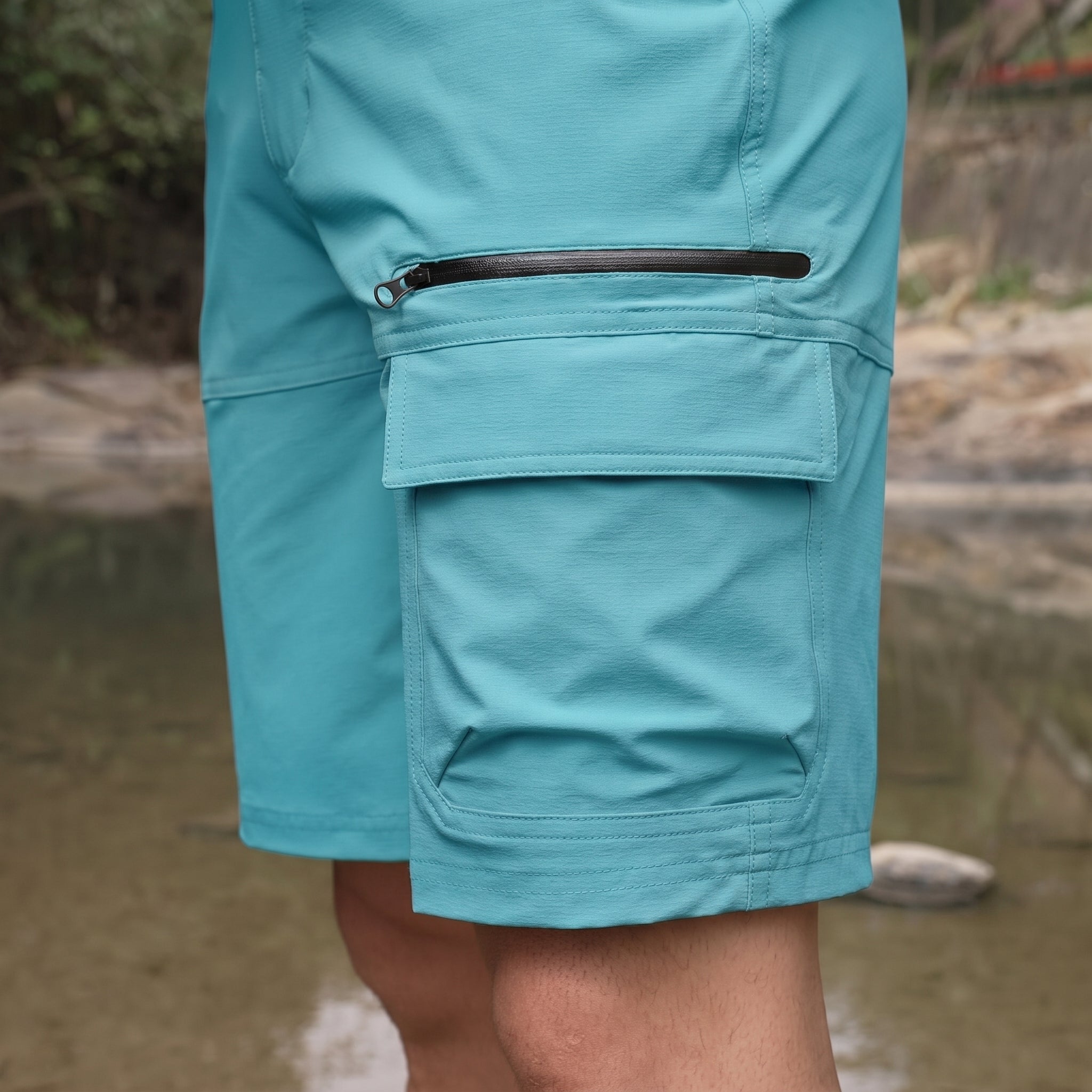 Men's Quick Dry Cargo Shorts Water Blue by MAGCOMSEN