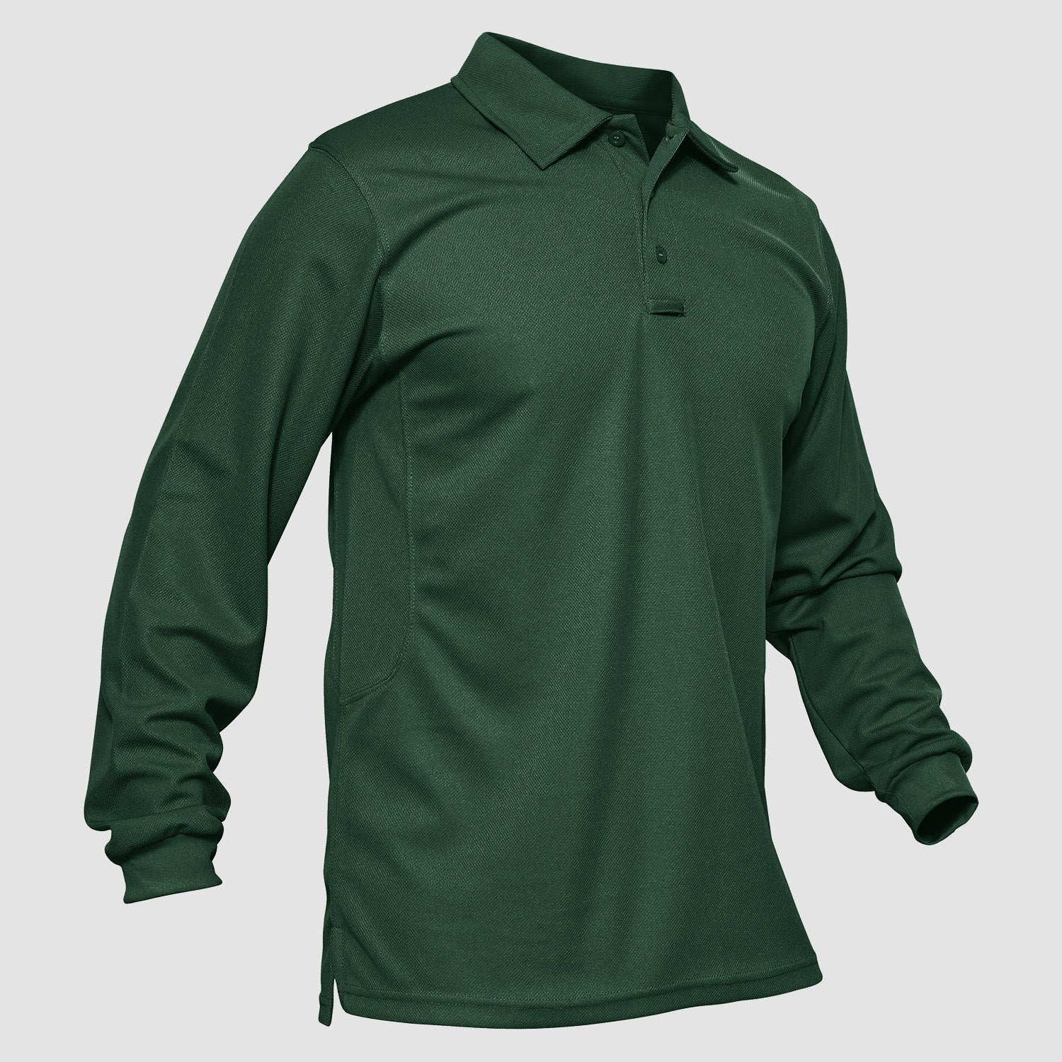 Men's Quick Dry Tactical Polo - Long Sleeve Performance Shirt Dark Green by MAGCOMSEN