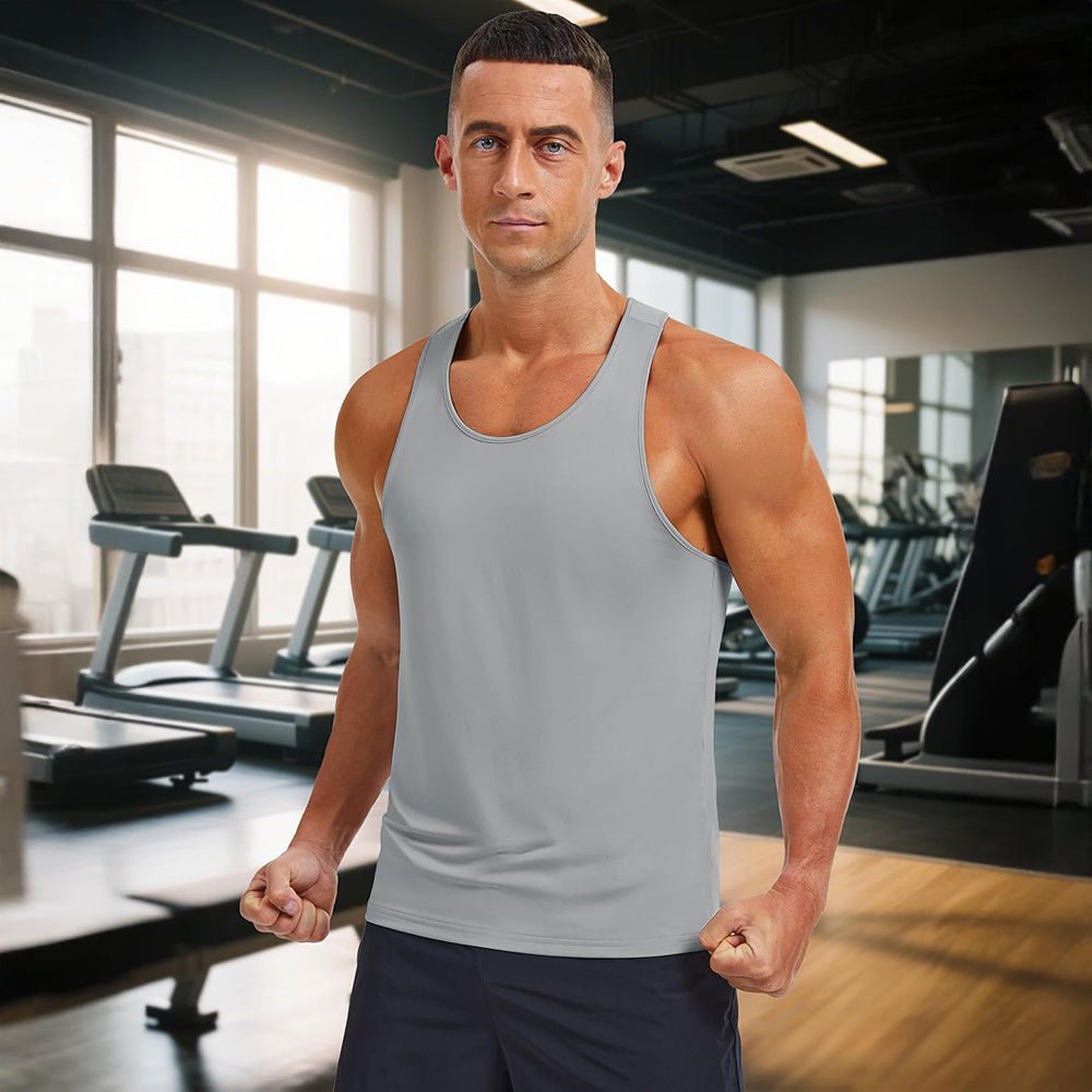 Men's Quick Dry UPF 80+ Athletic Y-Back Summer Tank LightGrey by MAGCOMSEN