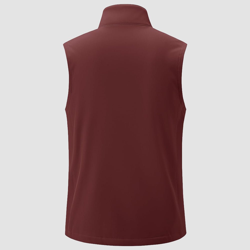 Men's Softshell Vest Windproof Lightweight Hiking Jacket Wine Red by MAGCOMSEN