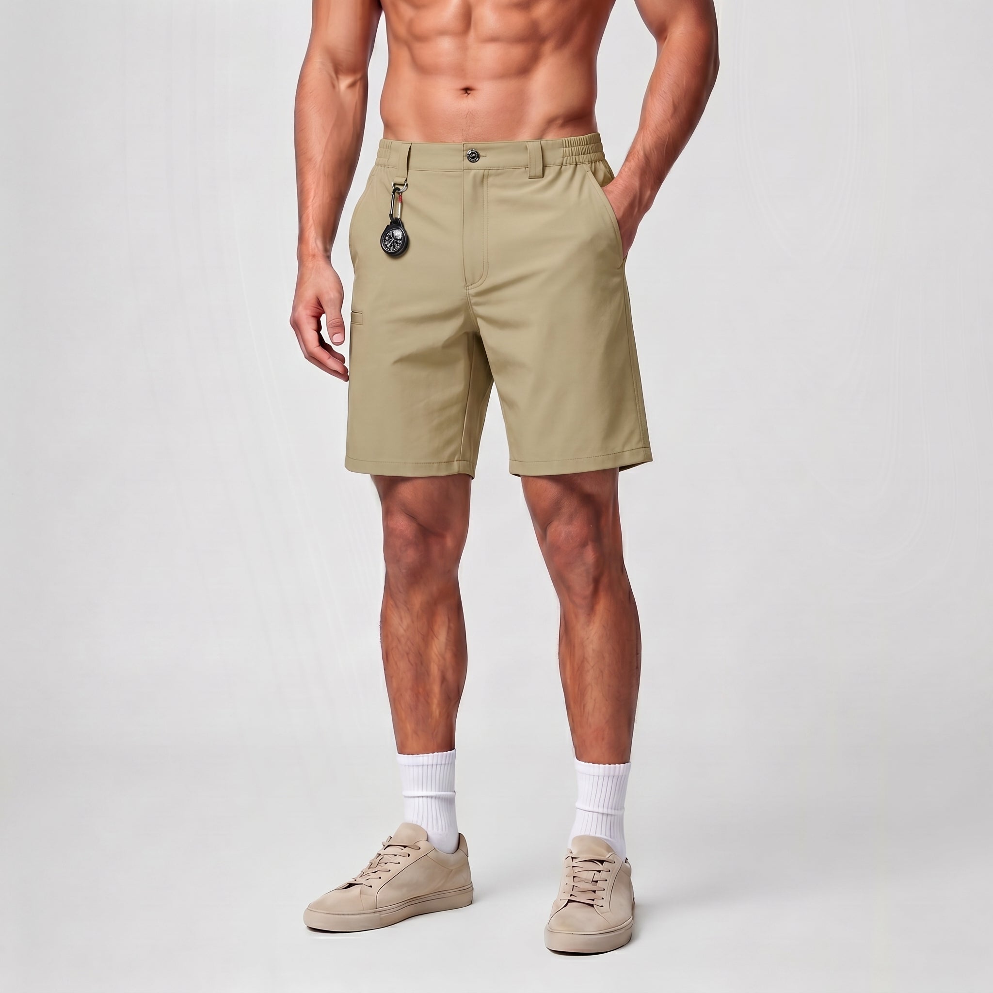 Men's Stretch Cotton Cargo Shorts - Below Knee Utility Work Shorts Khaki by MAGCOMSEN