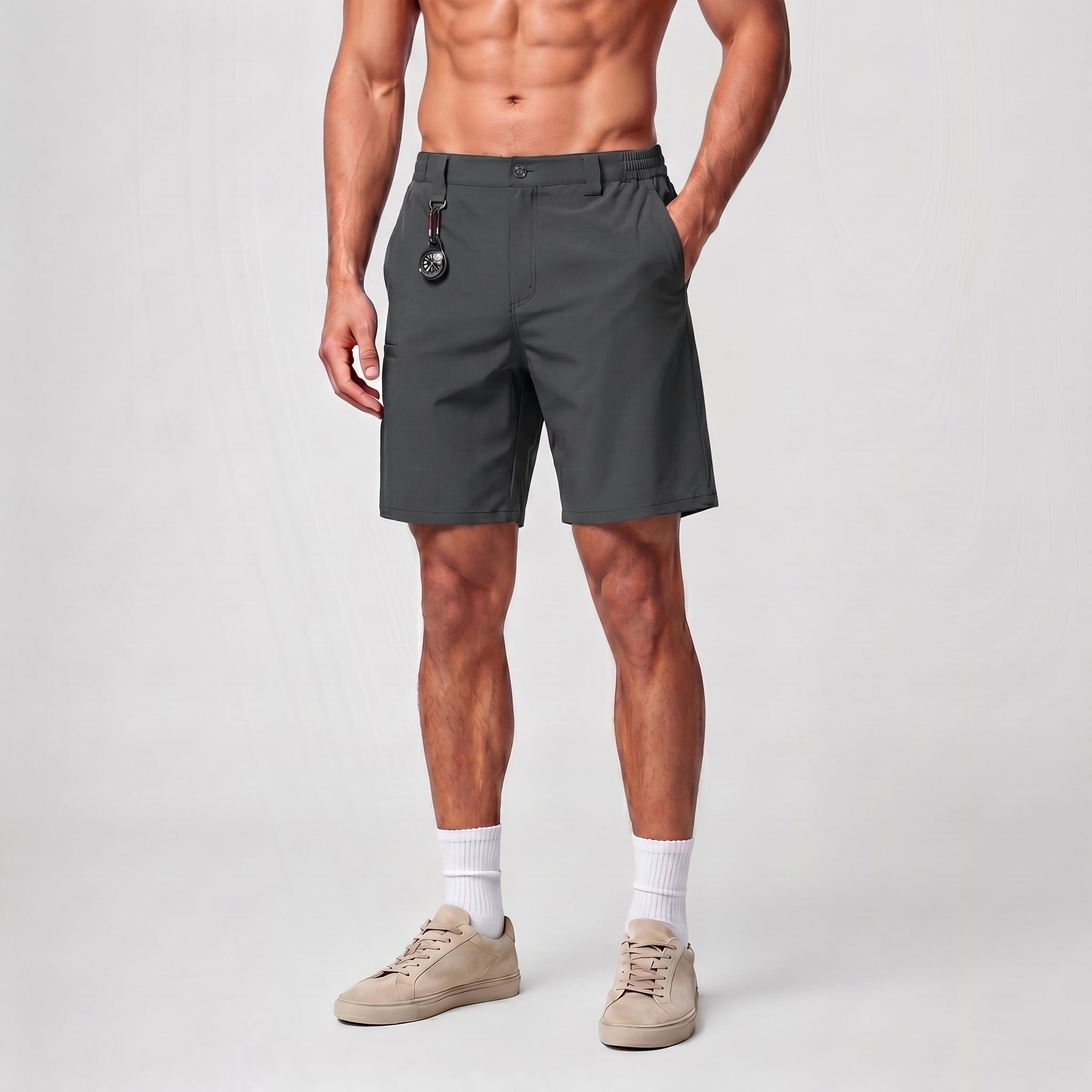 Men's Stretch Cotton Cargo Shorts - Below Knee Utility Work Shorts Dark Grey by MAGCOMSEN