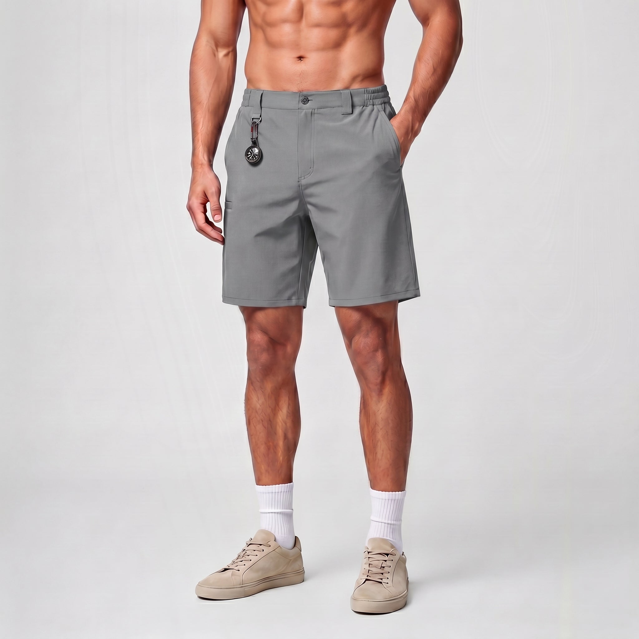 Men's Stretch Cotton Cargo Shorts - Below Knee Utility Work Shorts Light Grey by MAGCOMSEN