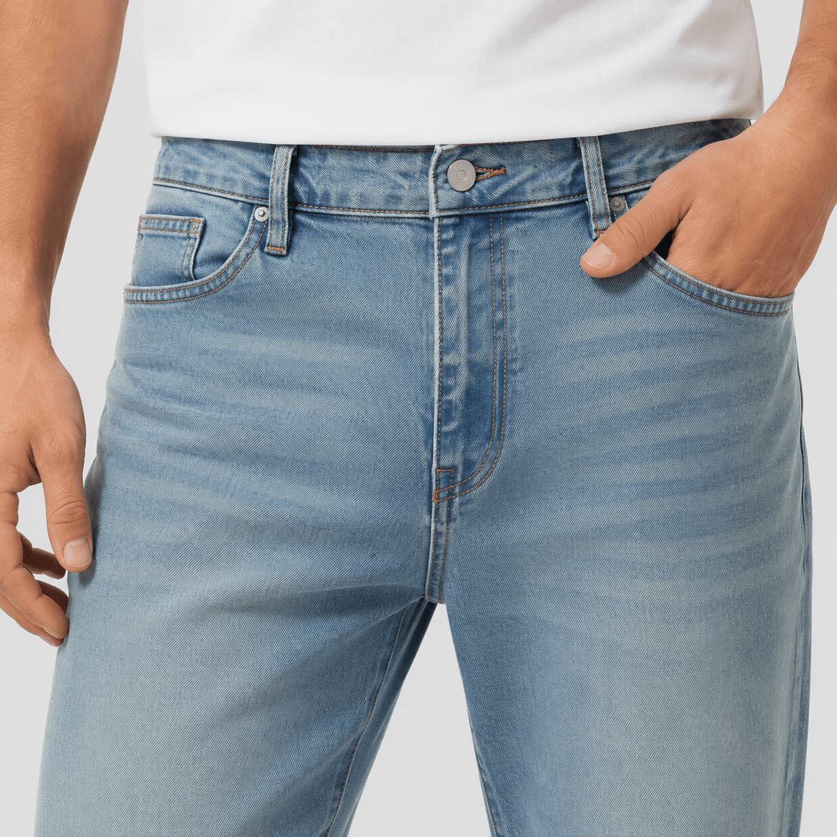 Men's Stretch Flare Jeans - Light Wash Bootcut Denim Pants Light Blue by MAGCOMSEN