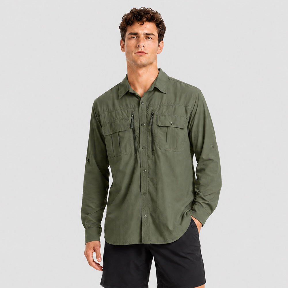 Men's Tactical Shirt, Quick-Dry & UV Protection for Hiking Army-green by MAGCOMSEN