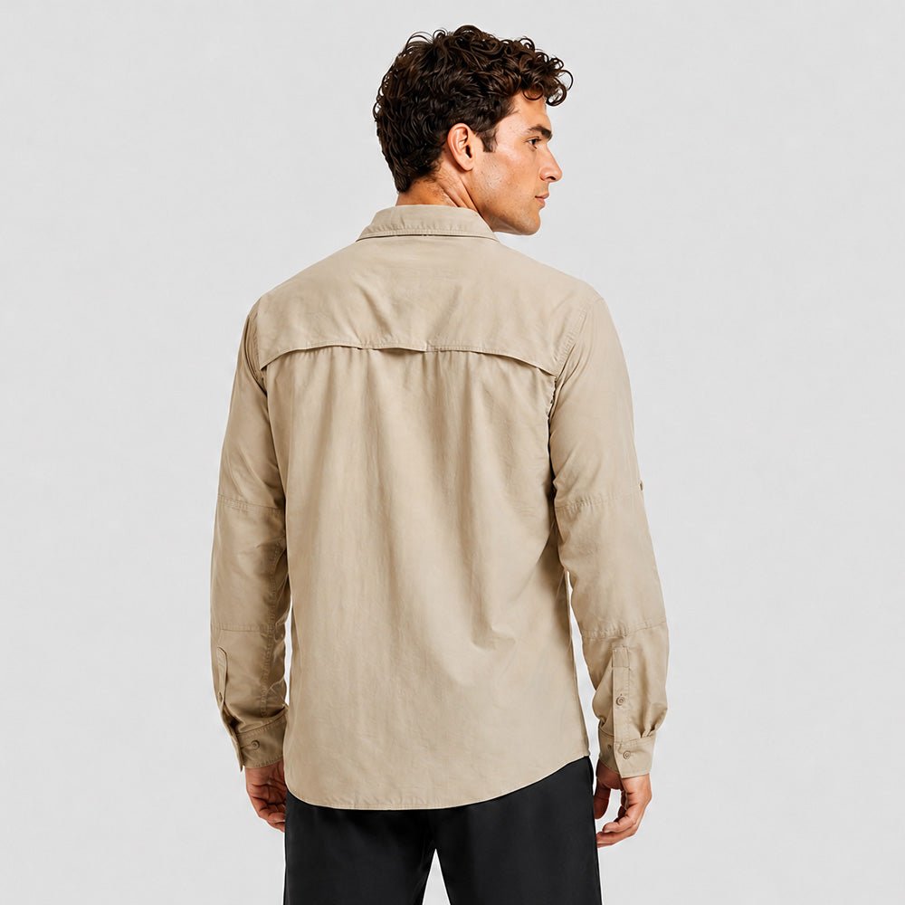 Men's Tactical Shirt, Quick-Dry & UV Protection for Hiking Khaki by MAGCOMSEN