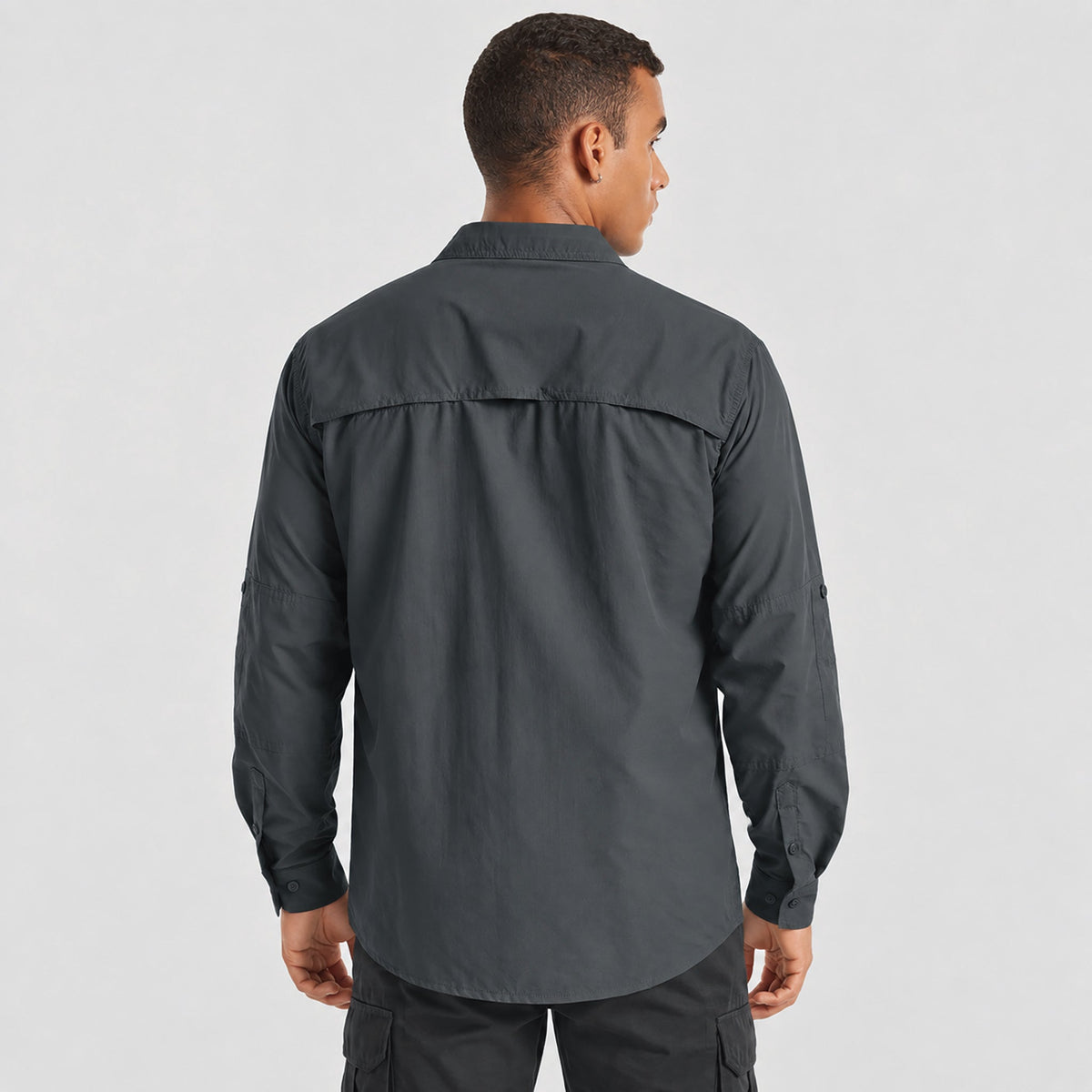 Dark-grey MAGCOMSEN Men's Tactical Shirt, Quick-Dry & UV Protection for Hiking in #Color_Dark-grey