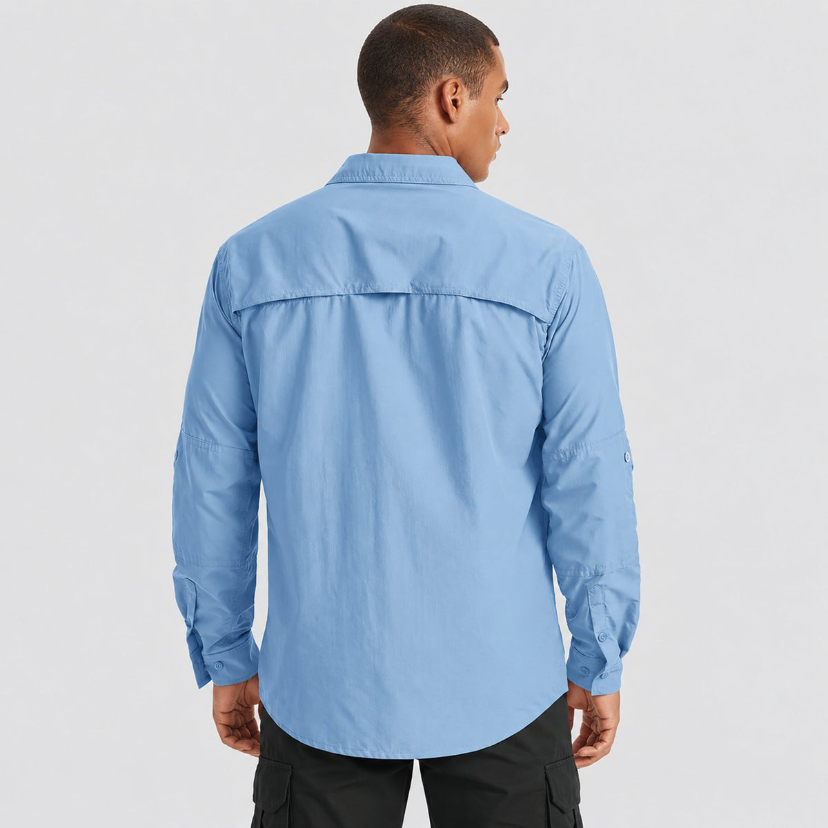 Sky-blue MAGCOMSEN Men's Tactical Shirt, Quick-Dry & UV Protection for Hiking in #Color_Sky-blue
