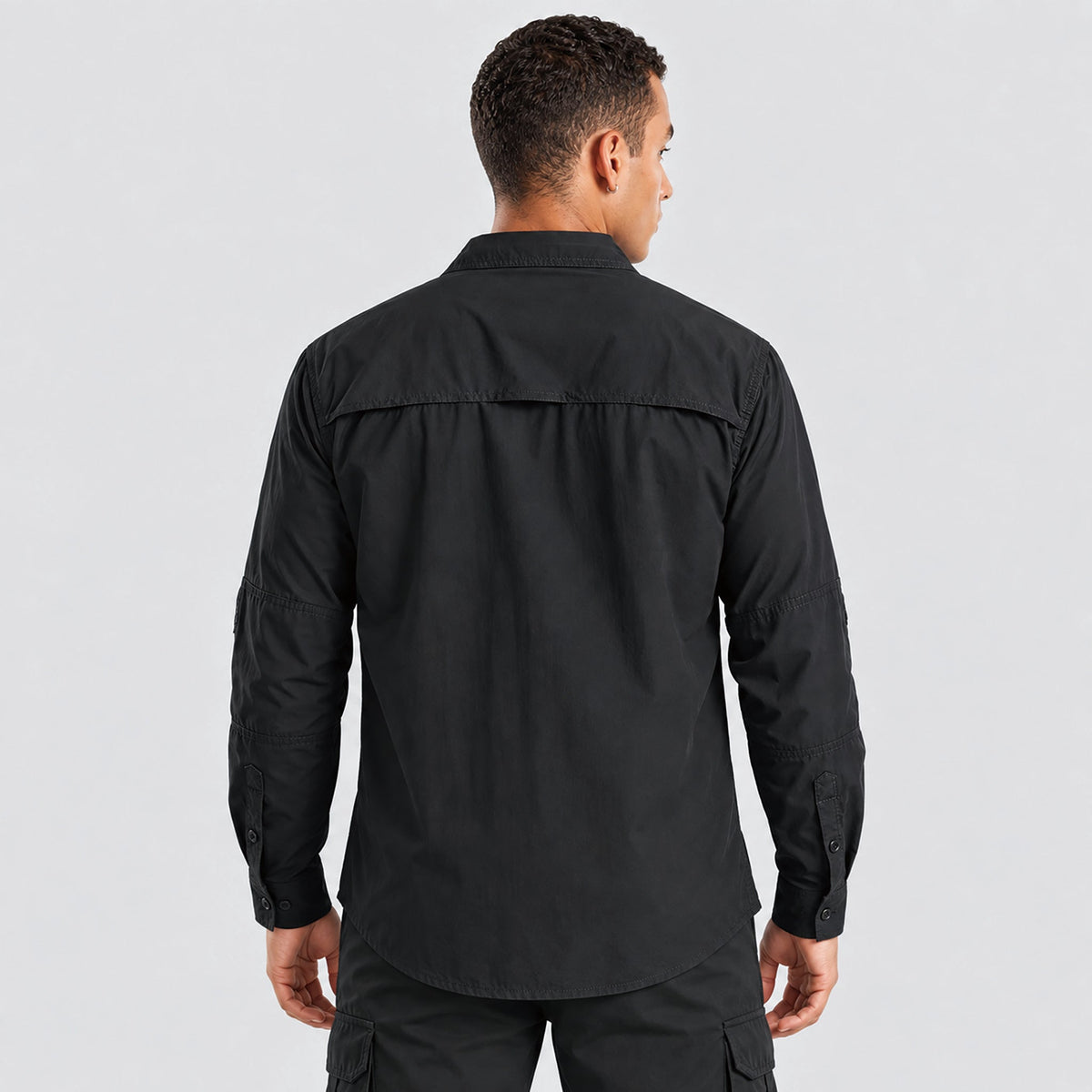 Black MAGCOMSEN Men's Tactical Shirt, Quick-Dry & UV Protection for Hiking in #Color_Black